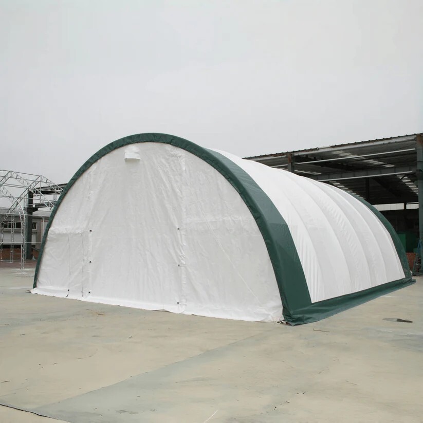 30’x40’x15′ Single Truss Arch Storage Shelter| 15OZ PVC Canvas W/Man Door