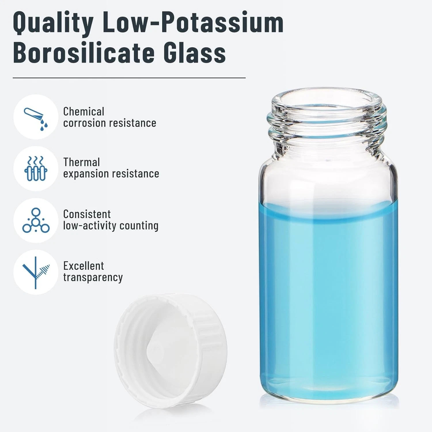 1000x 20ml Scintillation Vials Glass Sample Vials Lab Vials w/ cap (Cone Shaped)