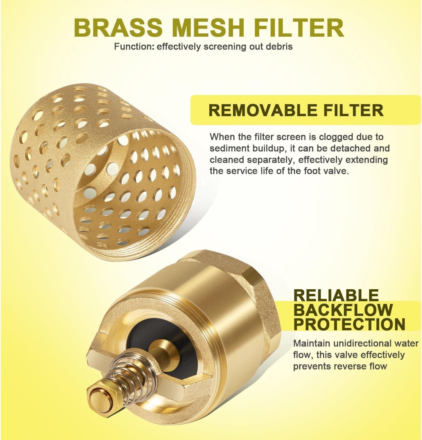1-1/4″ Female NPT Foot Valve, Strainer w 0.18″ Dia Filter Holes Fit Well Pump