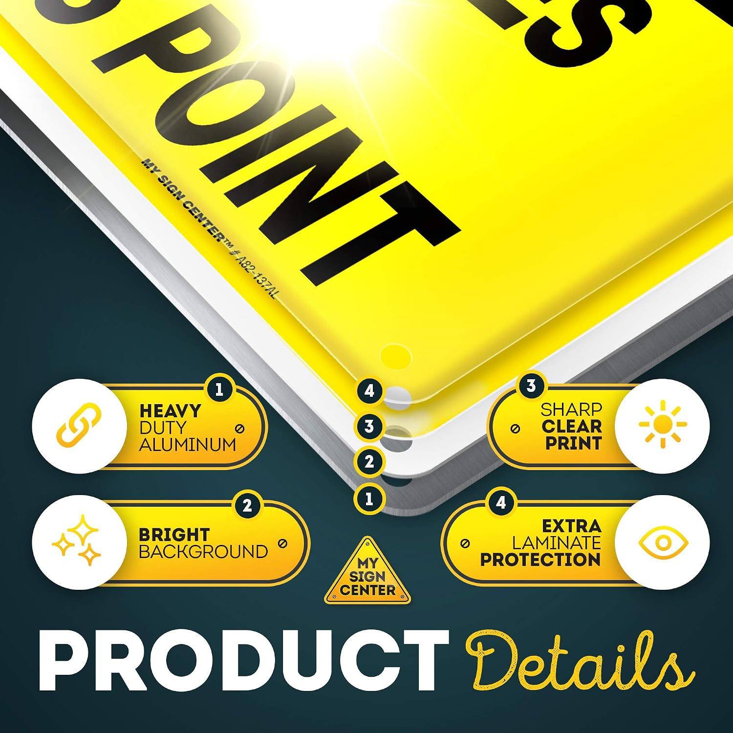 Caution Safety Glasses Required Beyond This Point Sign, 10″ x 14″ 0.40 Aluminum,