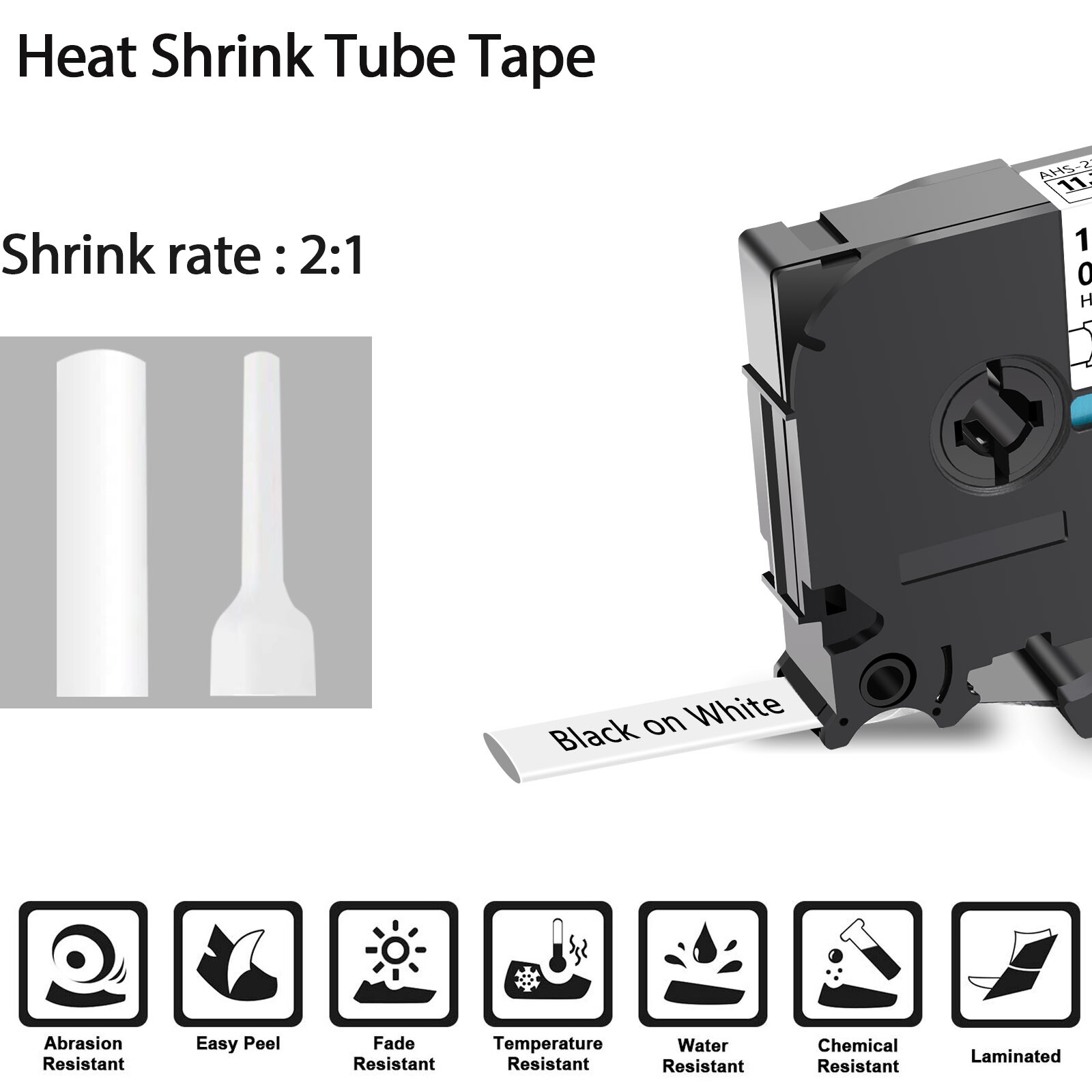 Compatible For Brother P-Touch Heat Shrink Tube Multi-Options White/Yellow HSE