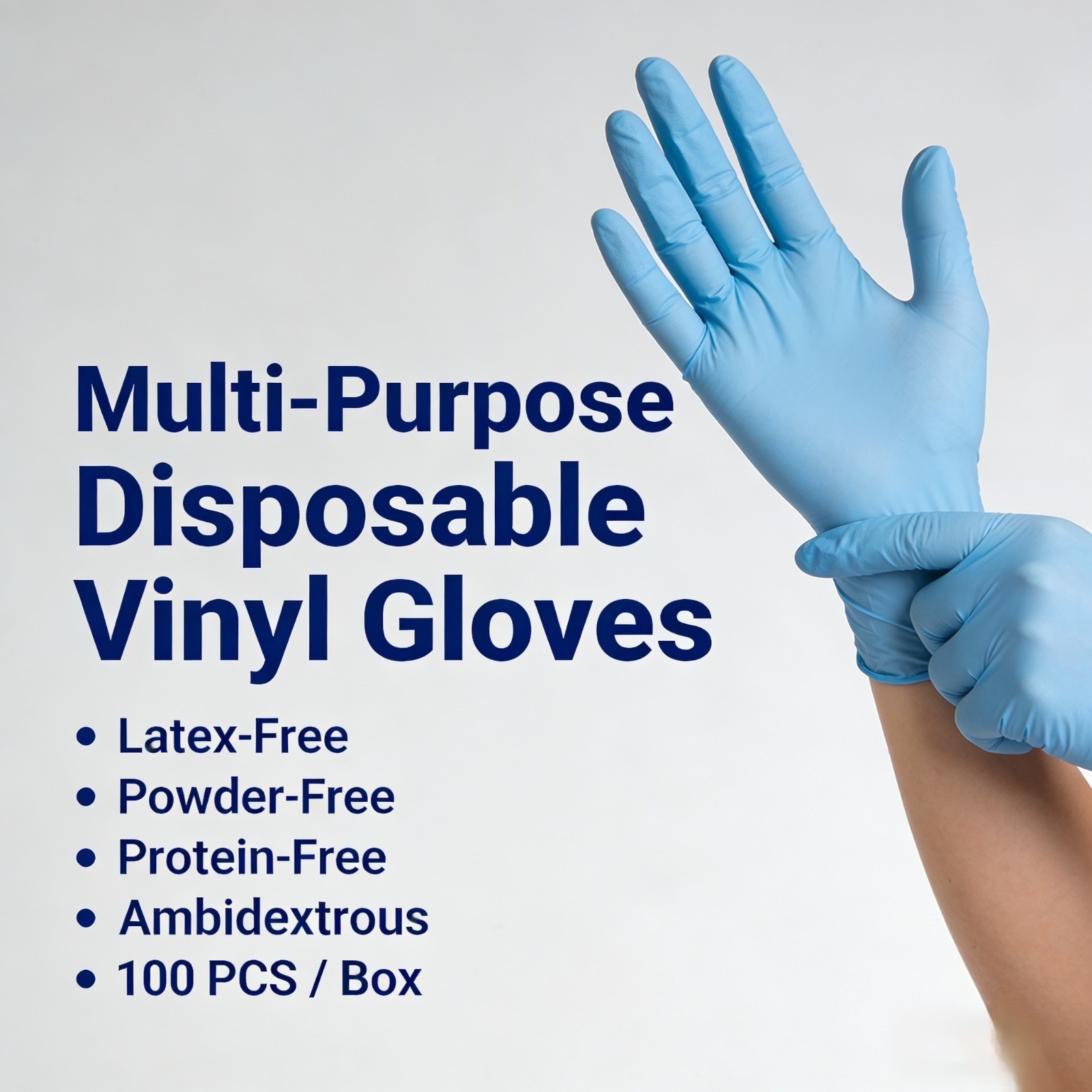 100-Count Blue Vinyl Exam Gloves: Powder-Free & Latex-Free