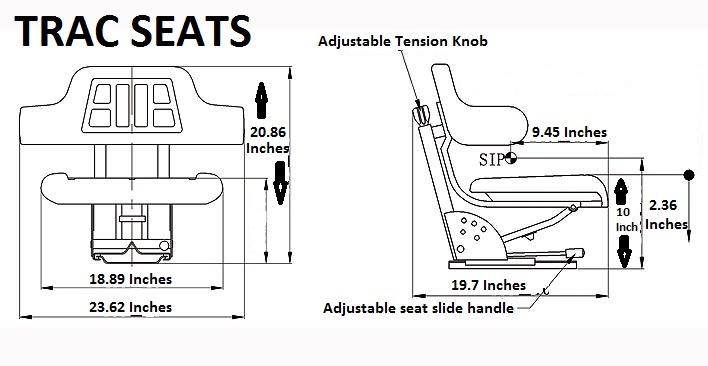 Black Tractor Suspension Seat Fits Massey Ferguson 230 231 234 234H/S 260 282