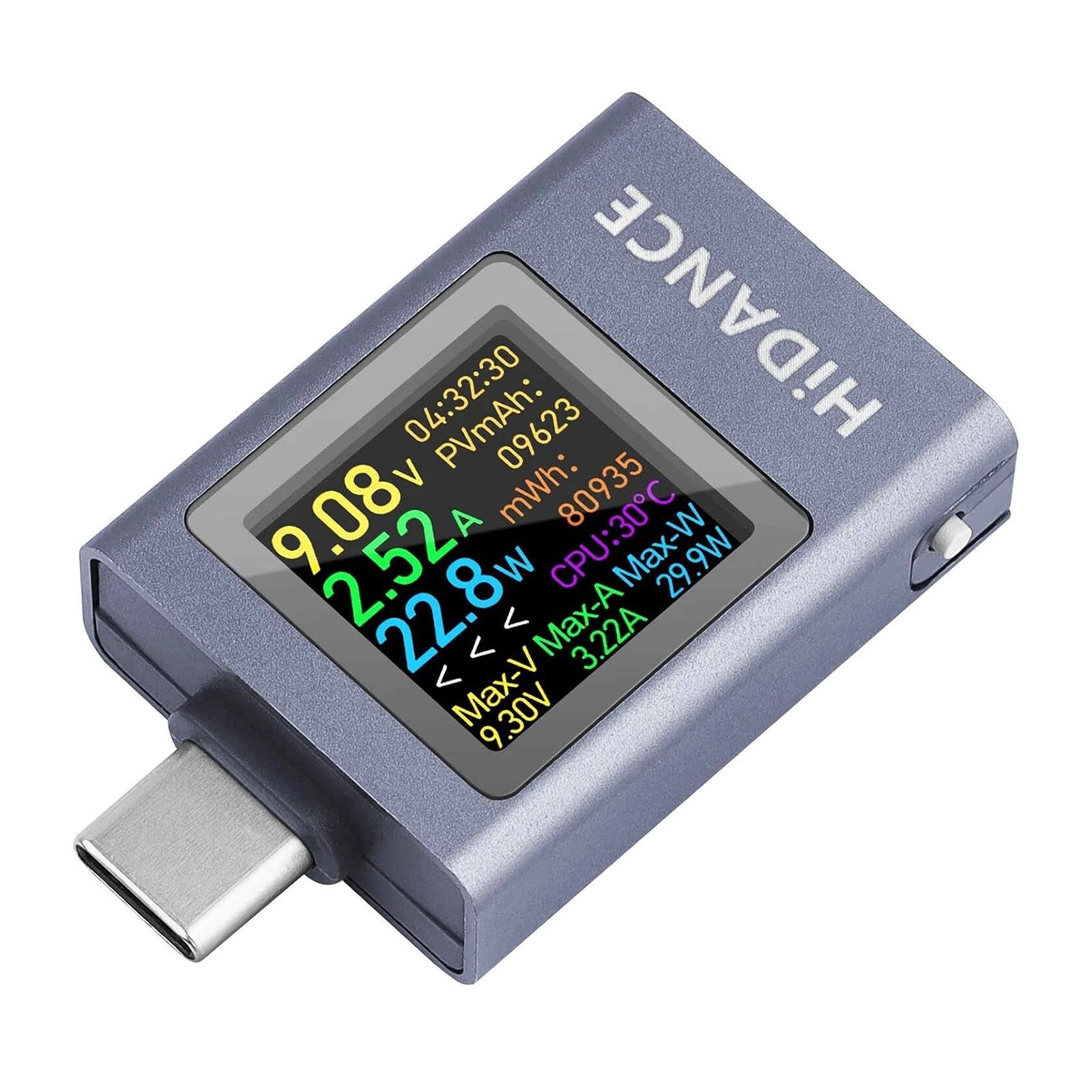 USB C Cable Tester with Battery Test Color Display 360 View Rotation PD QC