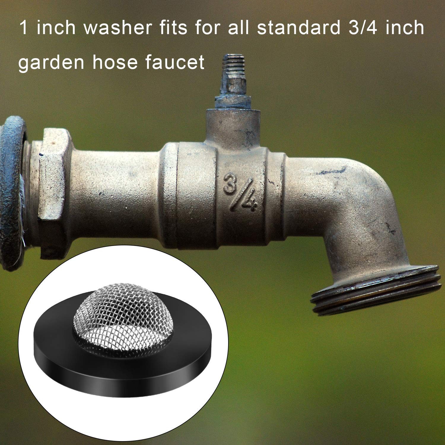 20 Pcs Hose Washer with Screen Filter Washers Stainless Steel & Black Rubber