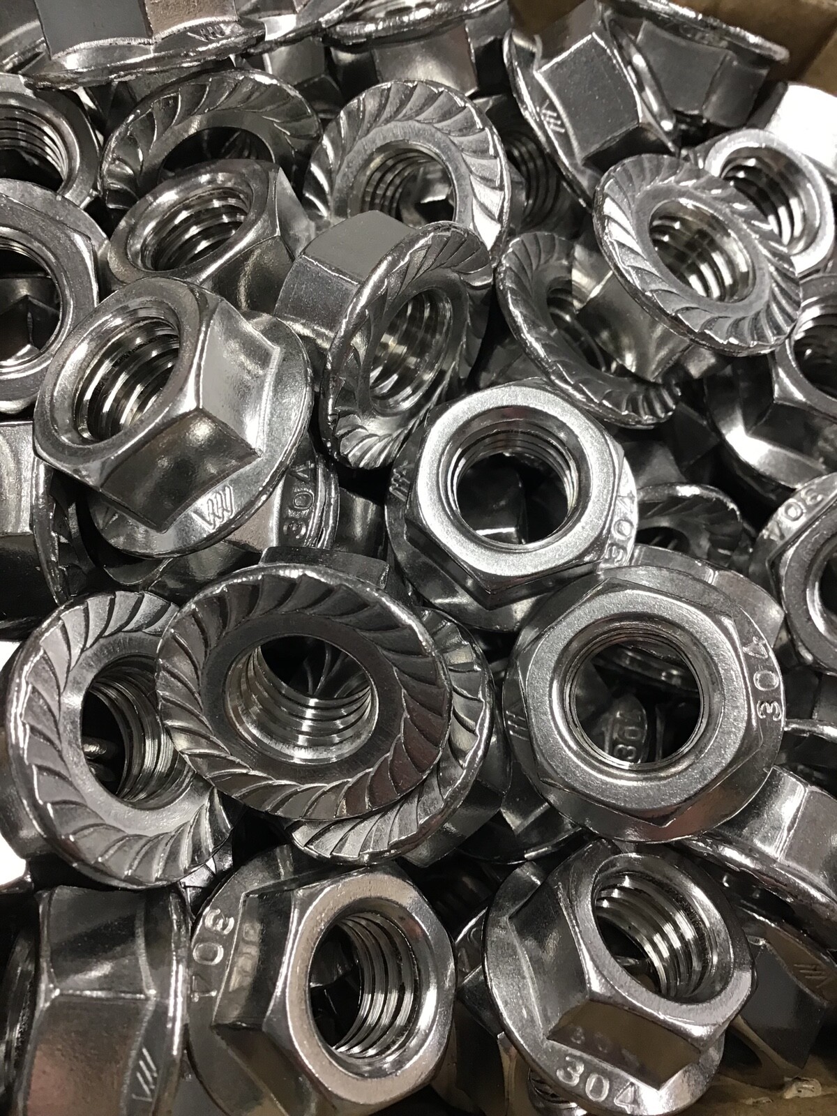 Flange Nuts Stainless Steel, Serrated Base for Locking Main Sizes Available