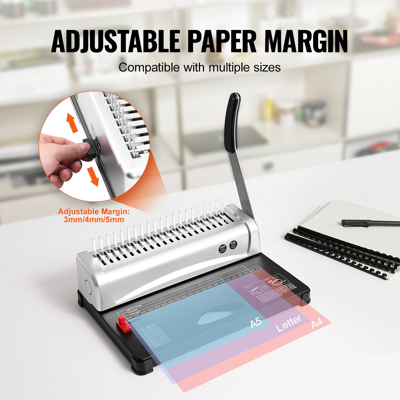VEVOR Binding Machine Comb Binding Machine 21 Holes 100 PCS Binding Spines