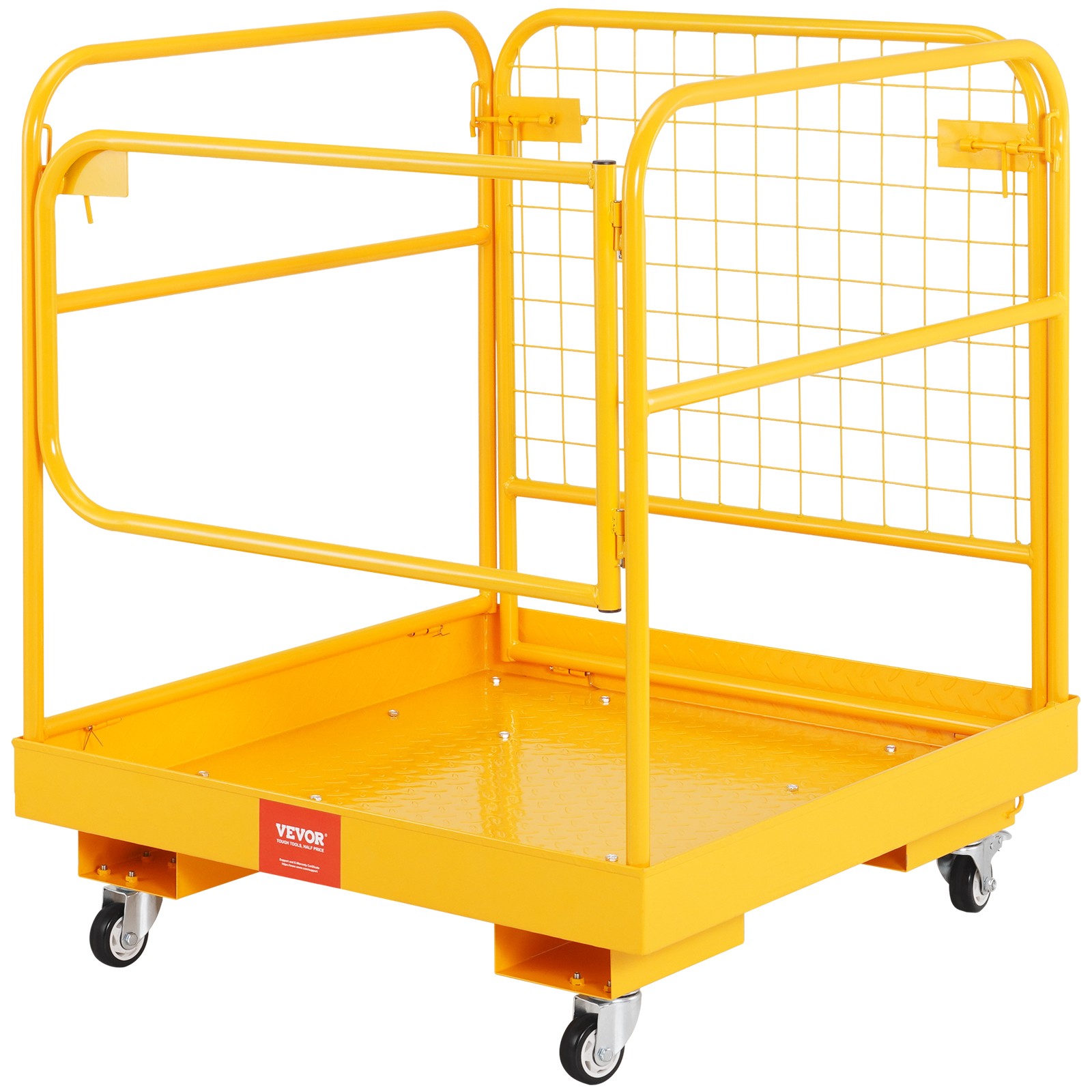 VEVOR 36″x36″ Forklift Safety Cage Work Platform 1200lbs w/Wheels for Aerial