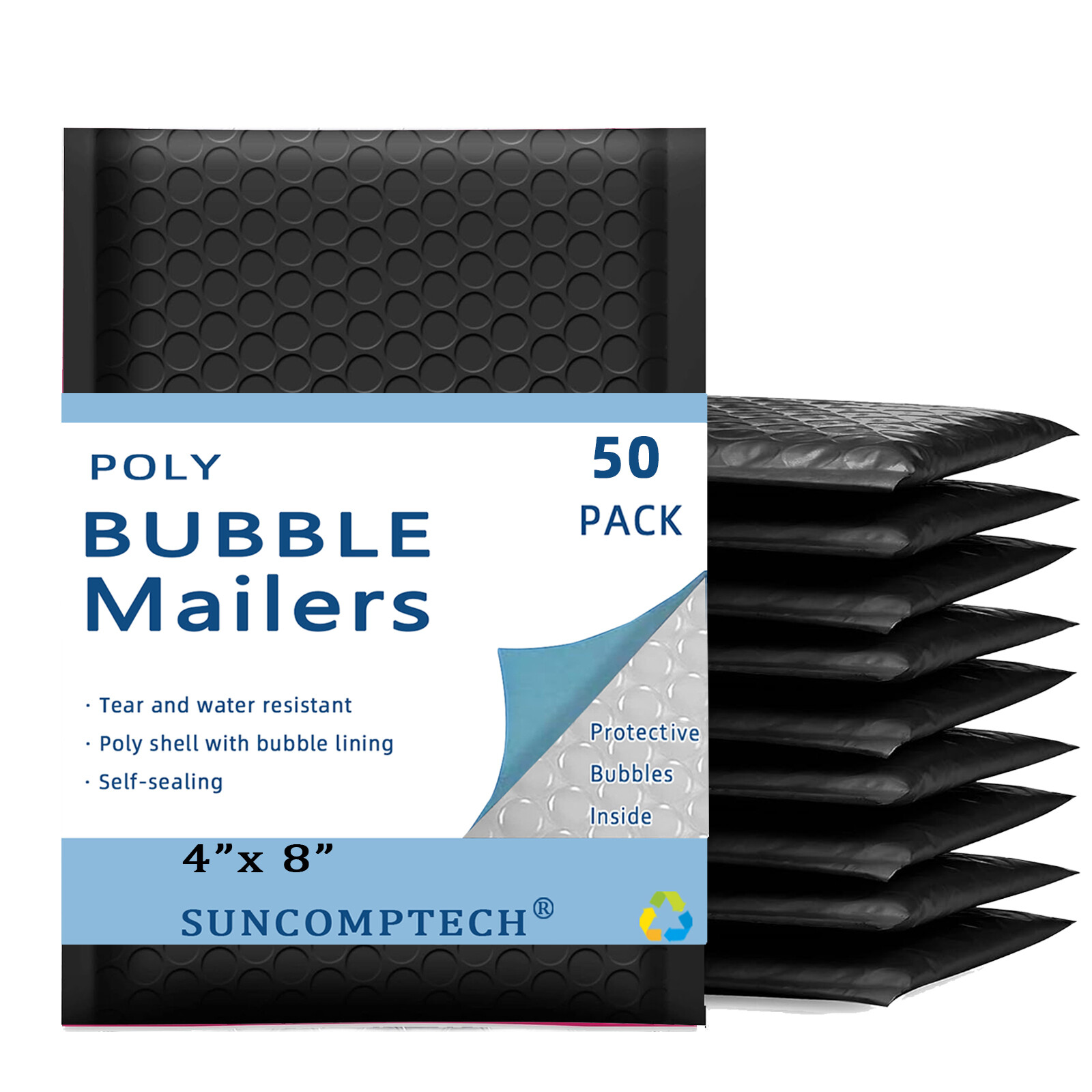 #000 4×8 (4×7) Poly Bubble Padded Envelopes Mailers Shipping Bags BLACK 50 PCS
