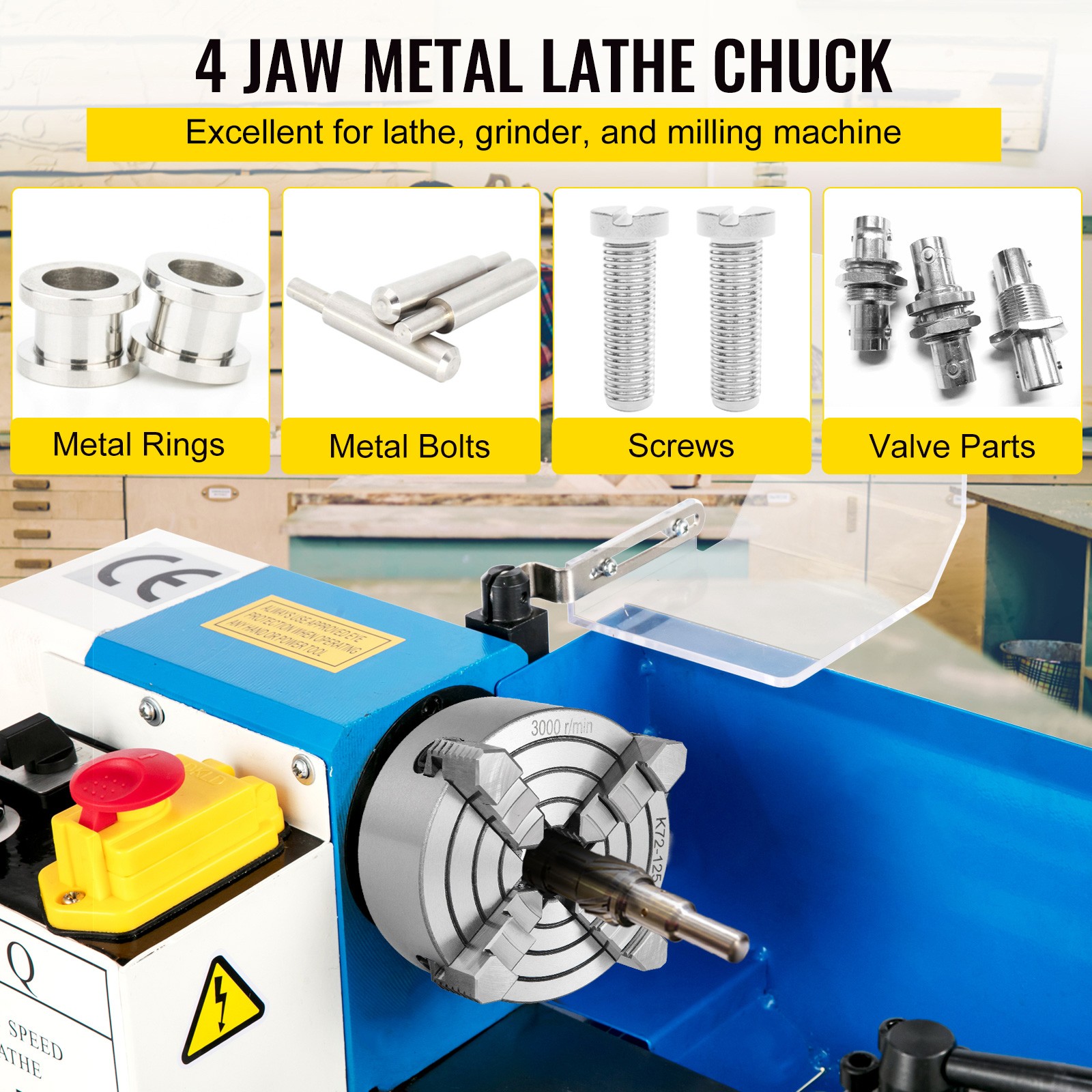 Lathe Chuck K72-125 5″ 4 Jaw Independent LATEST TECHNOLOGY BARGAIN SALE PRO