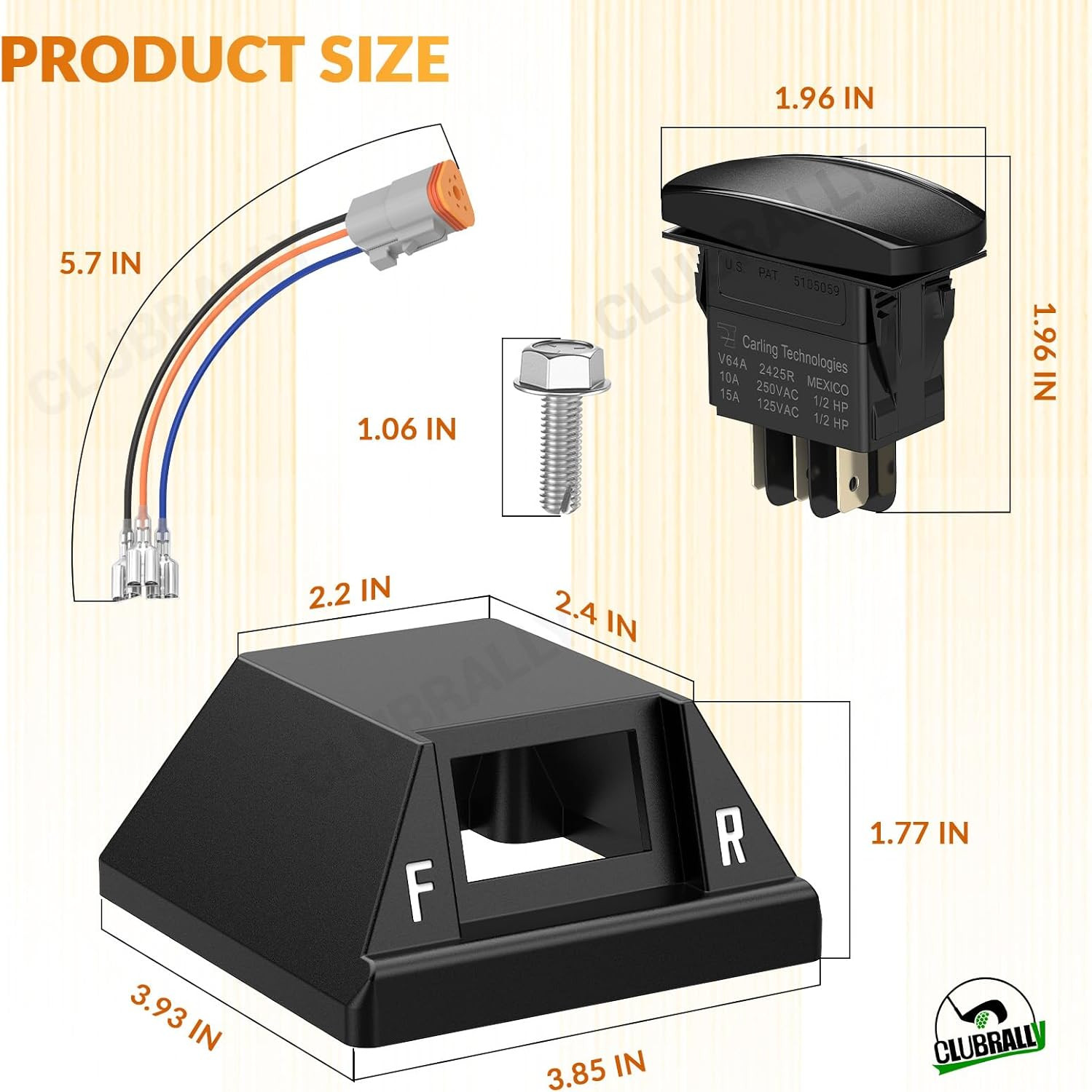 Golf Cart Forward Reverse Rocker Switch with Housing & Wire Kit, Fit for 1996-20