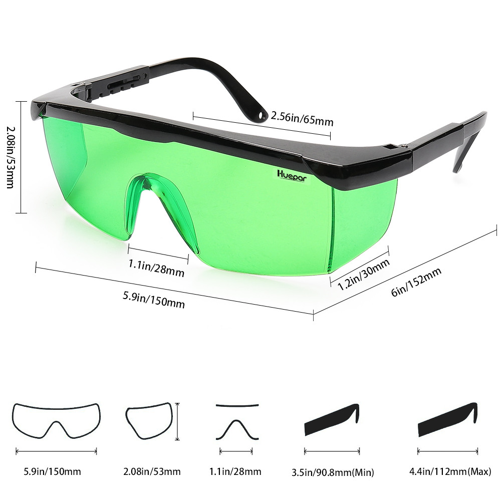 Green Laser Enhancing Glasses Huepar GL01G Adjustable Eye Protection Safety