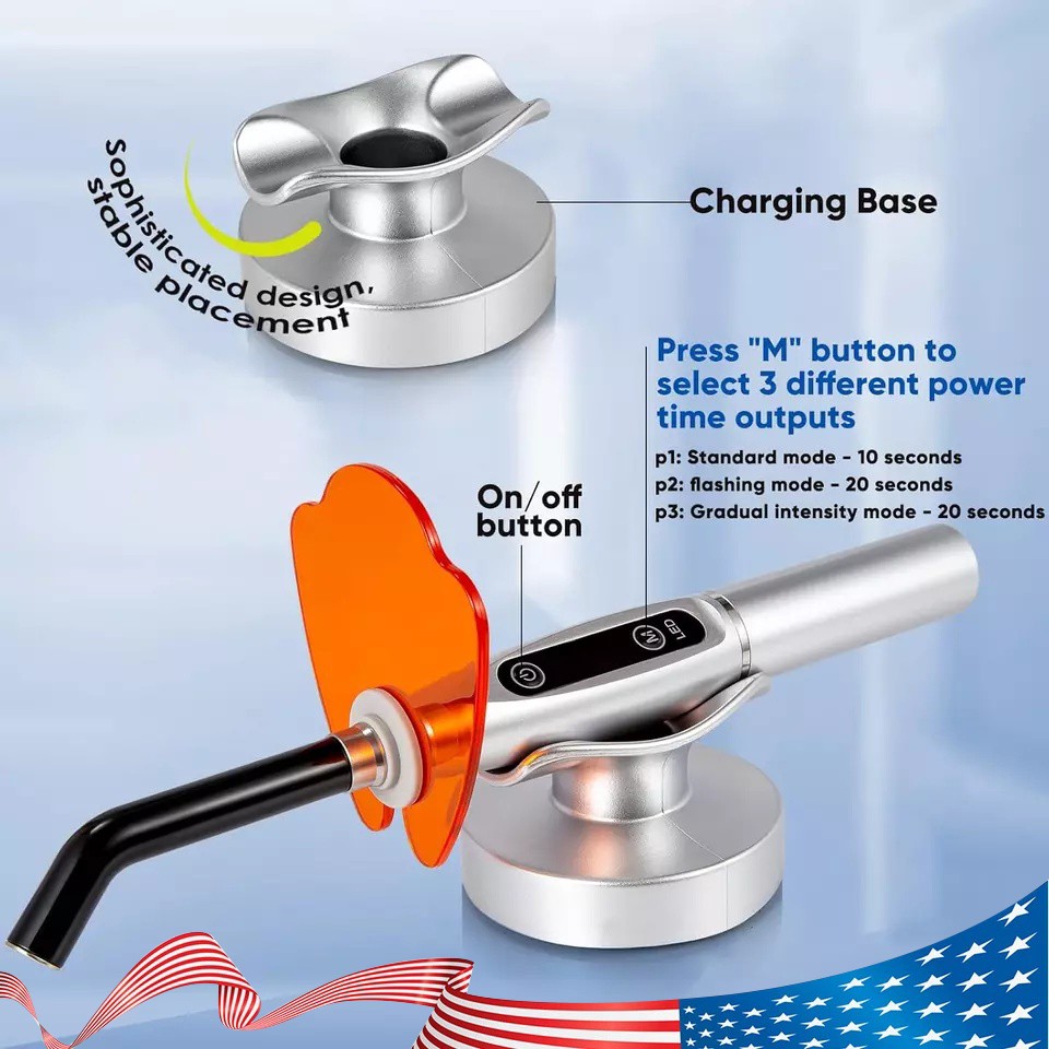 Dental LED Cure Curing Light Lamp 2000mw 5W Tool Resin Cure Cordless Wireless