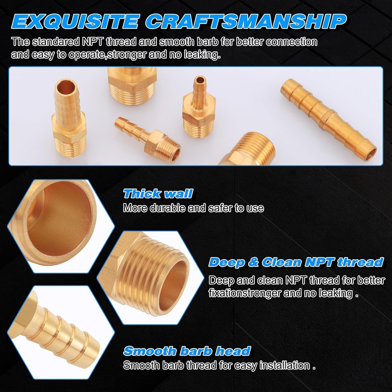 80pcs Brass Hose Barb Fittings Kit 1/8″-1/2″