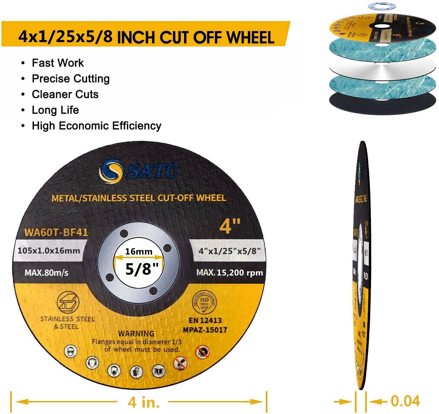 100 Pack 4 inch Metal Cut Off Wheels with 5/8″ Arbor Angle Grinder Cutting Disc