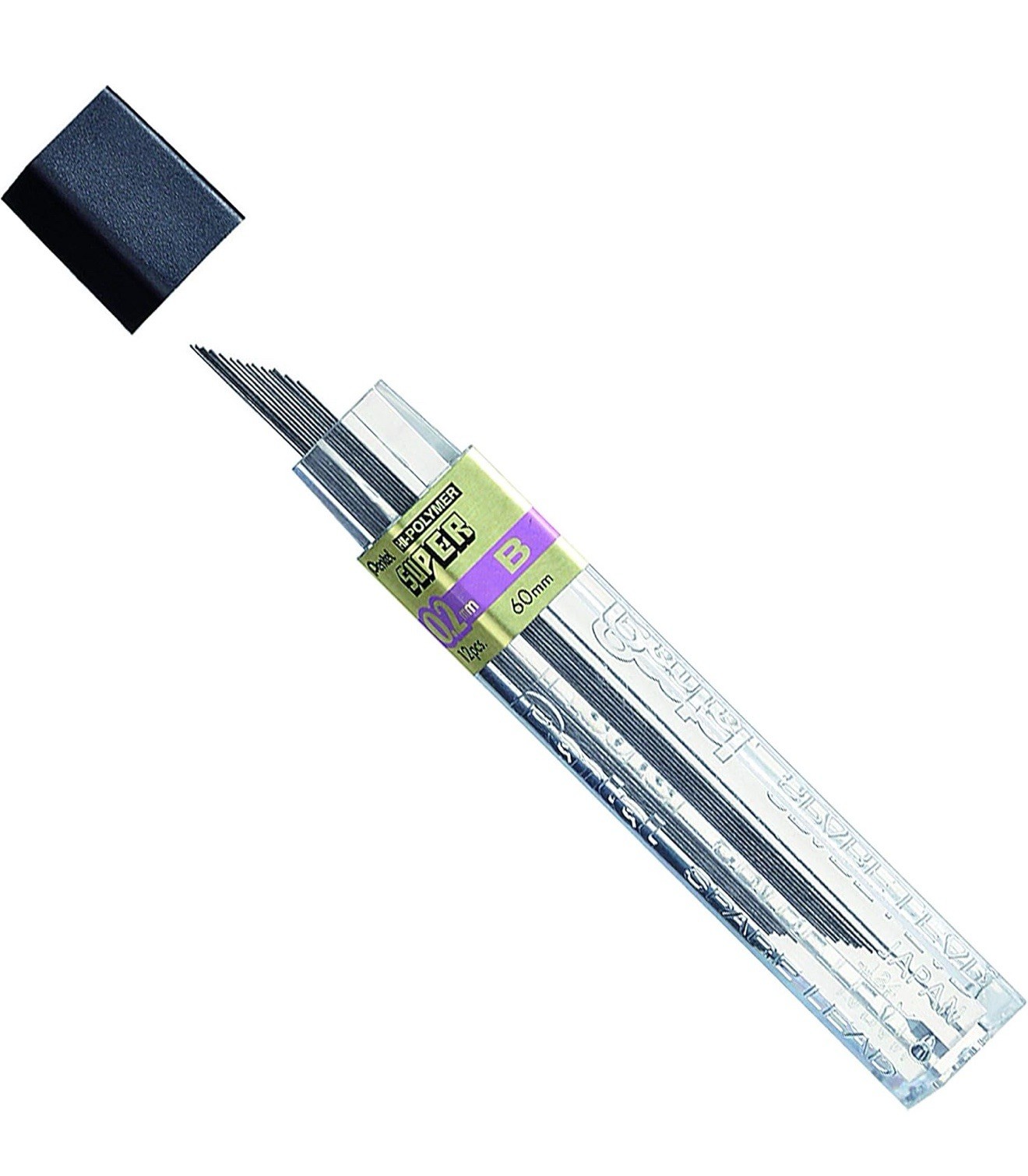 5 Packs Pentel Super Hi-Polymer Lead Refill 0.2mm Ultra Fine, HB, 120 Pieces