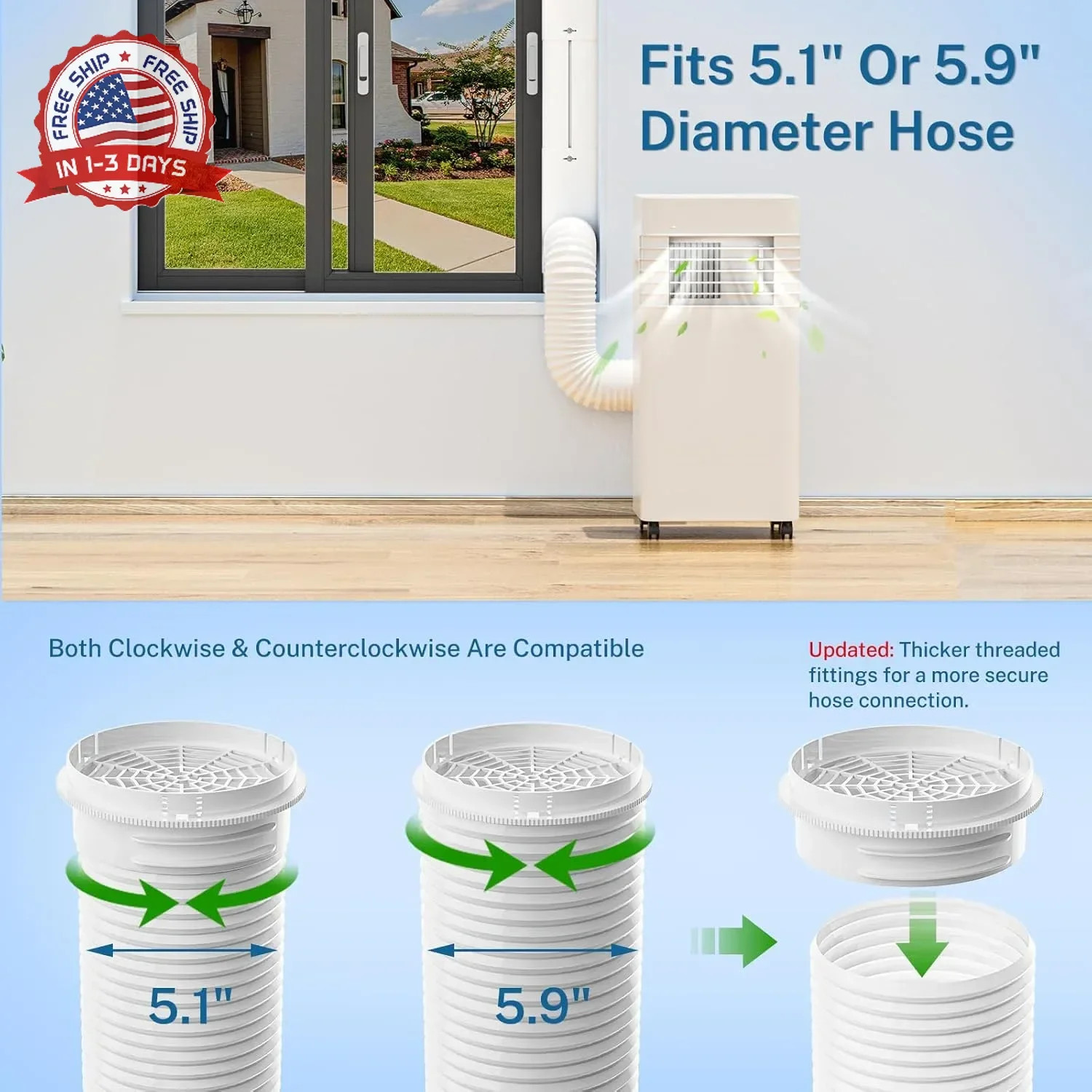 Insputer Portable ac Window Vent Kit with Universal Coupler, New Adjustable Air
