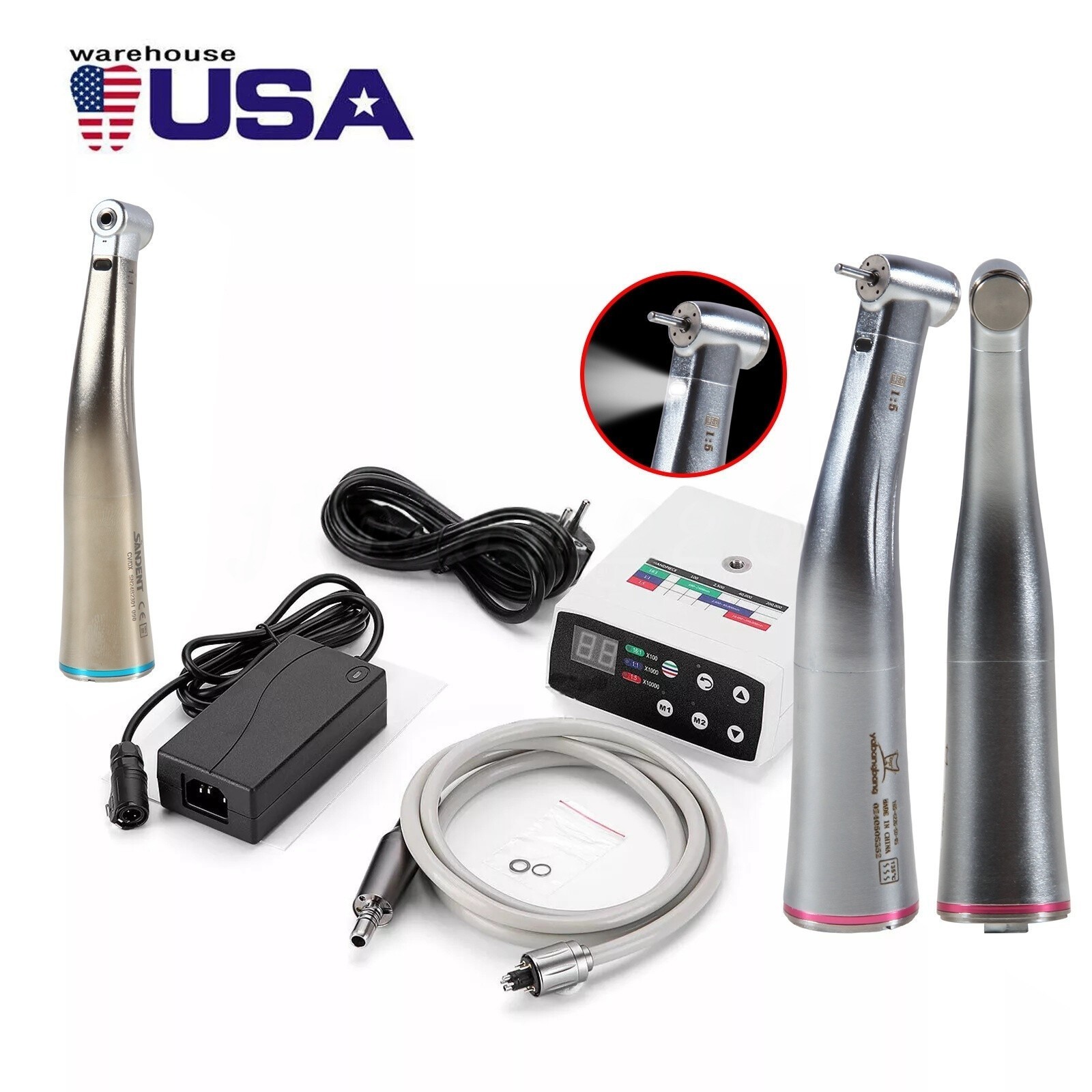 NSK Style Dental Brushless LED Electric Micro Motor 1:1/1:5 Increasing Handpiece