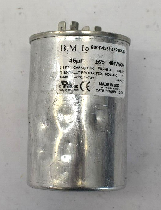 BMI 800P456H48P36A4R Run Capacitor ZB-19 480 VAC 50/60Hz 45µF fits 564/773/774