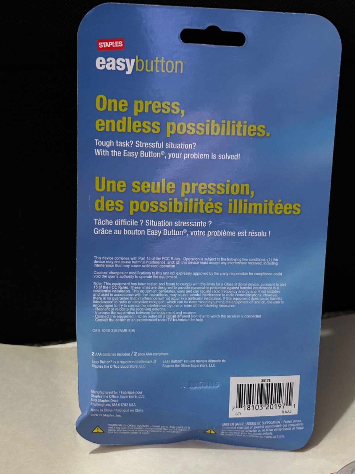 STAPLES EASY BUTTON THAT WAS TALKING OFFICE GIFT COLLECTOR ITEM ENGLISH RED A6