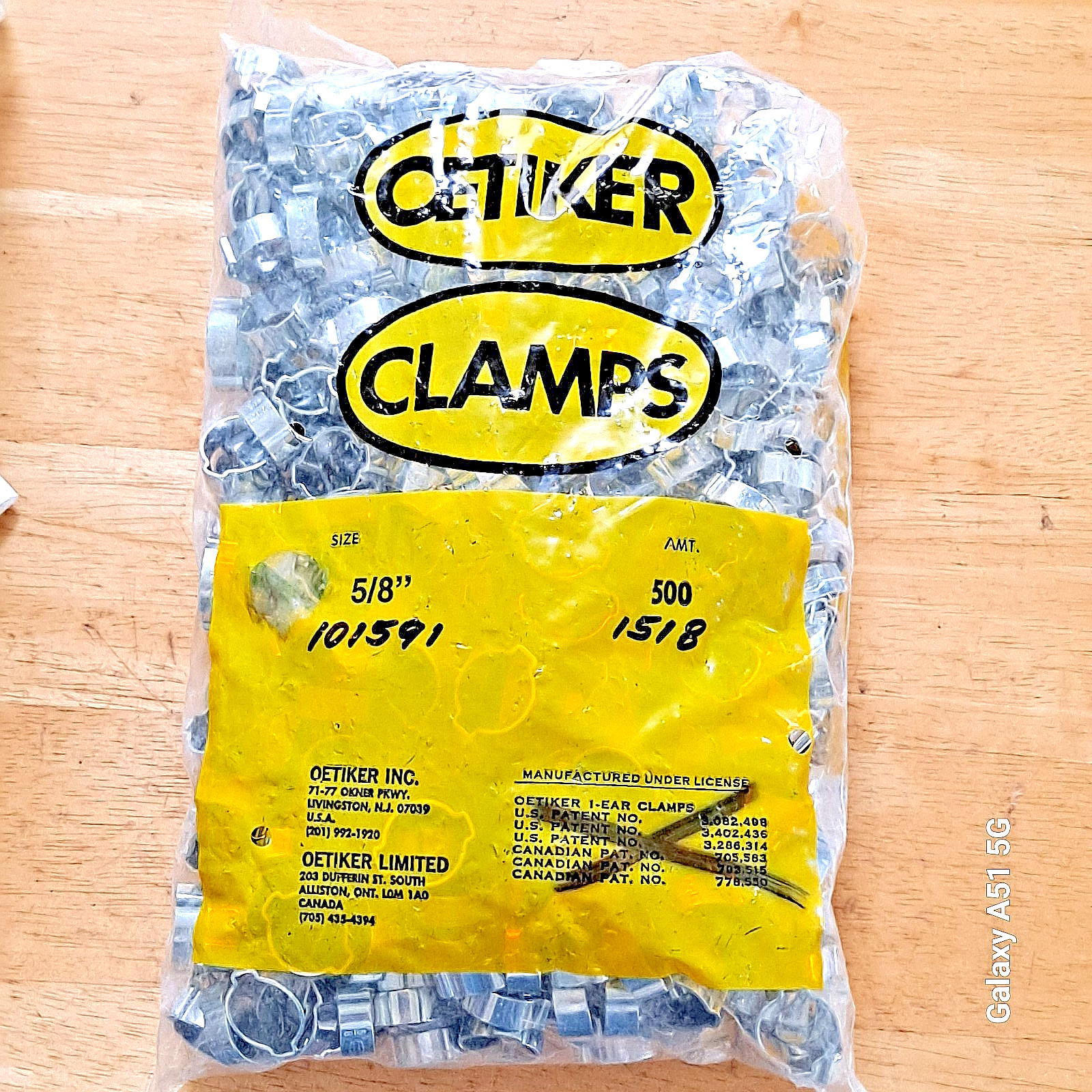 Bag Of 500 Oetiker 5/8″ 2-Ear Hose Crimp Clamp 1518 Zinc Plated Steel NOS