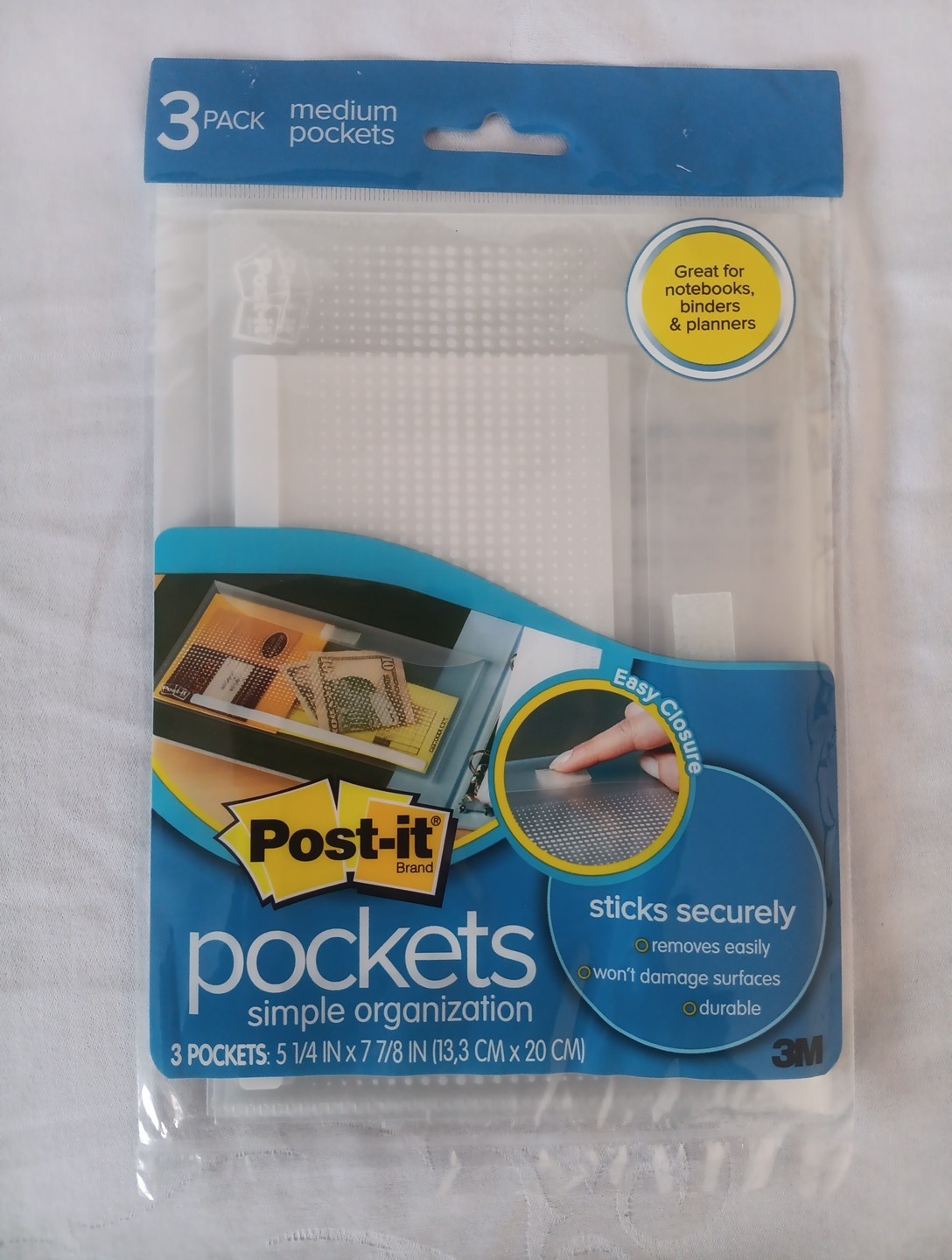 5 Packs Post-it Pockets Simple Organization 3 Pack Letter Bill Receipt 3M New