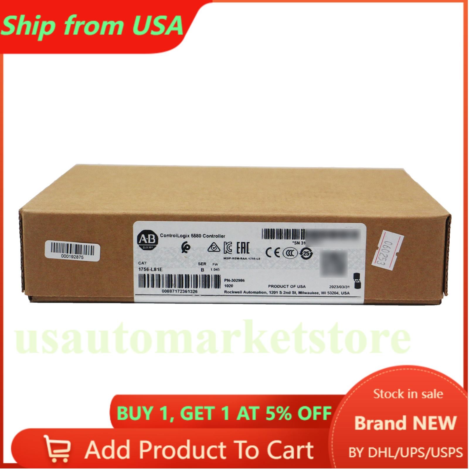 Allen-Bradley 1756-L81E AB SER B ControlLogix 5580 Controller NEW Factory Sealed