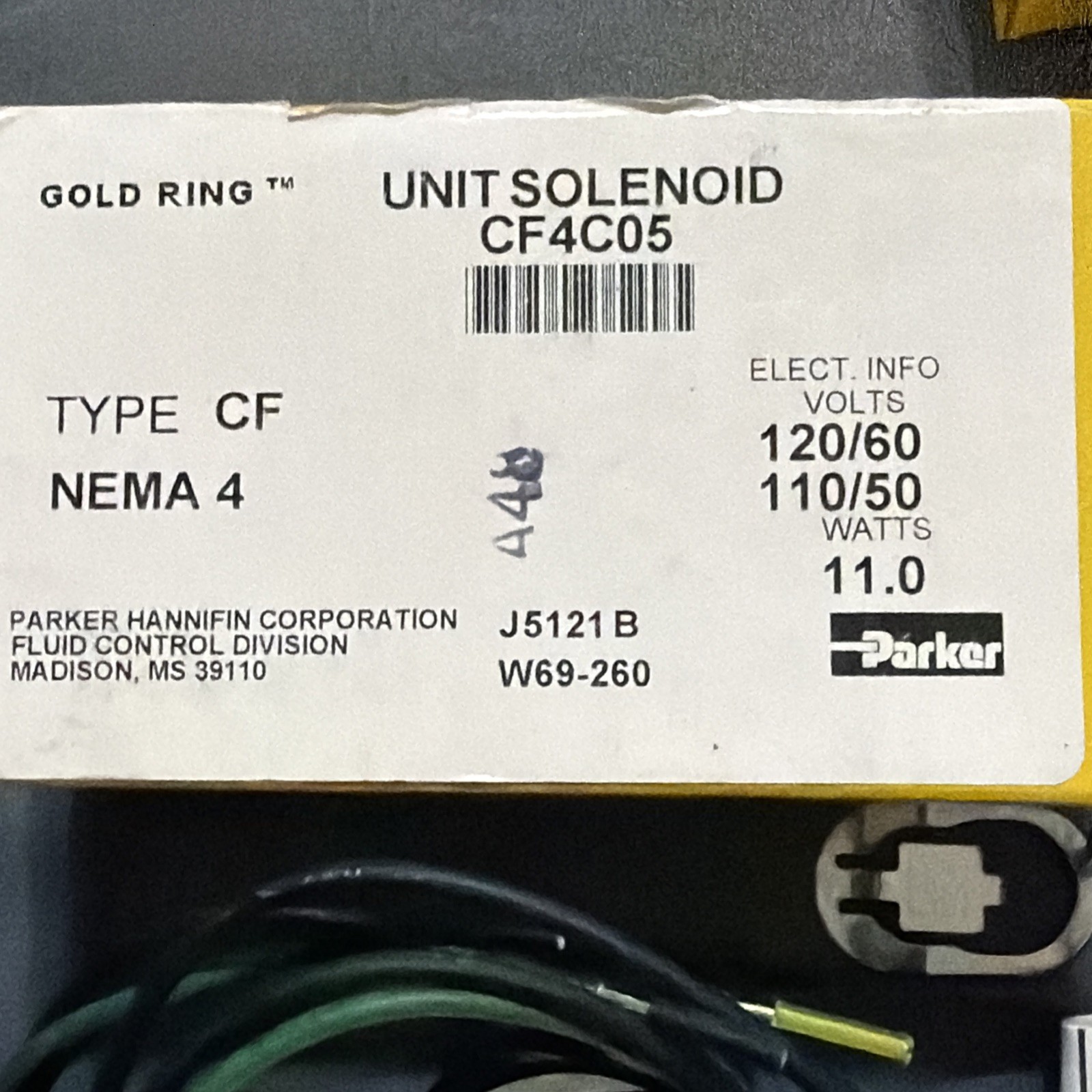 NEW PARKER CF4C05 SOLENOID COIL 110-120V 50/60HZ 11.0W