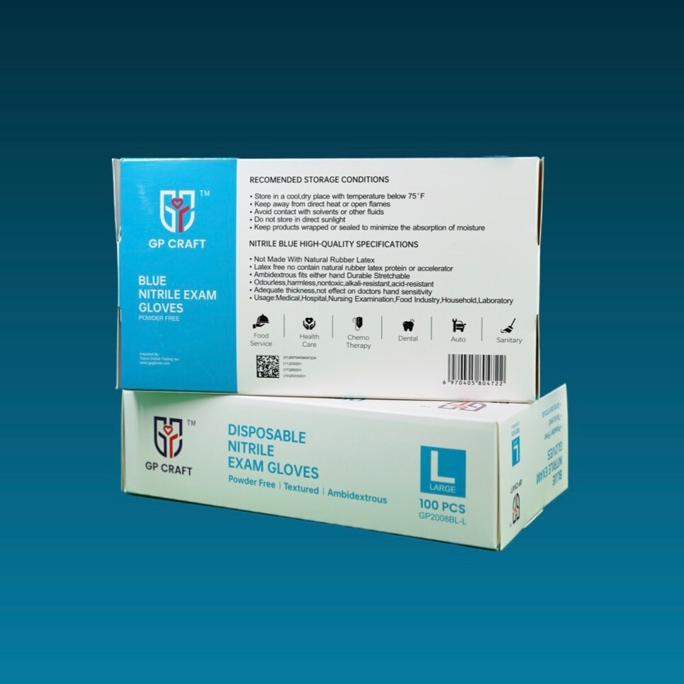 GP CRAFT Disposable Nitrile Exam Gloves, 4 Mil, Blue, Chemo Rated, Case of 1000