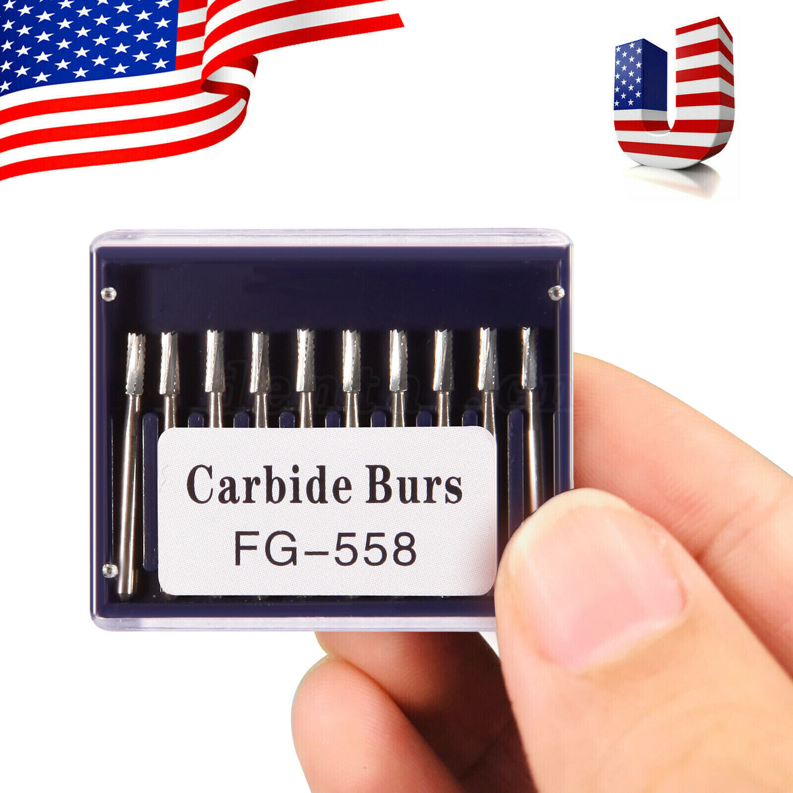 Dental Carbide Burs Tungsten Steel Bur FG 558 Pear for High Speed Handpiece