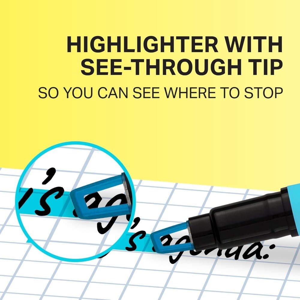 Clear View Highlighter Sticks, Chisel Tip Highlighter Market Set, Essential