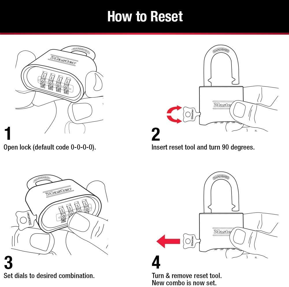 Master Lock Brass Combination Padlock for Indoor and Outdoor Use with Resettable