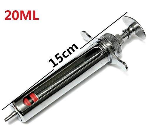 20ml Reusable Stainless Steel Hypodermic Veterinary Animal Syringe Glass for …