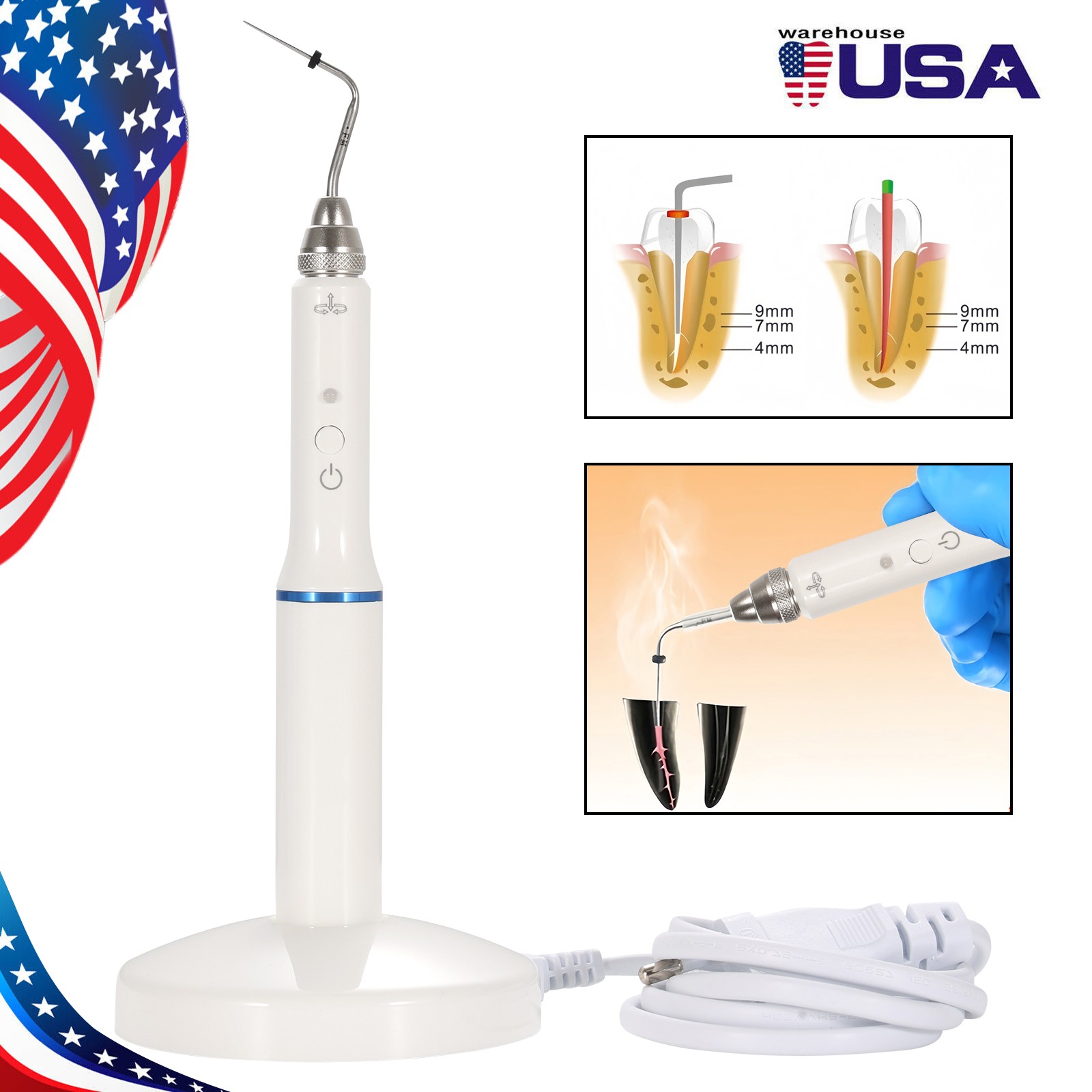 Dental Cordless Gutta Percha Obturation System Endo Heated Pen With 2 Tips CE