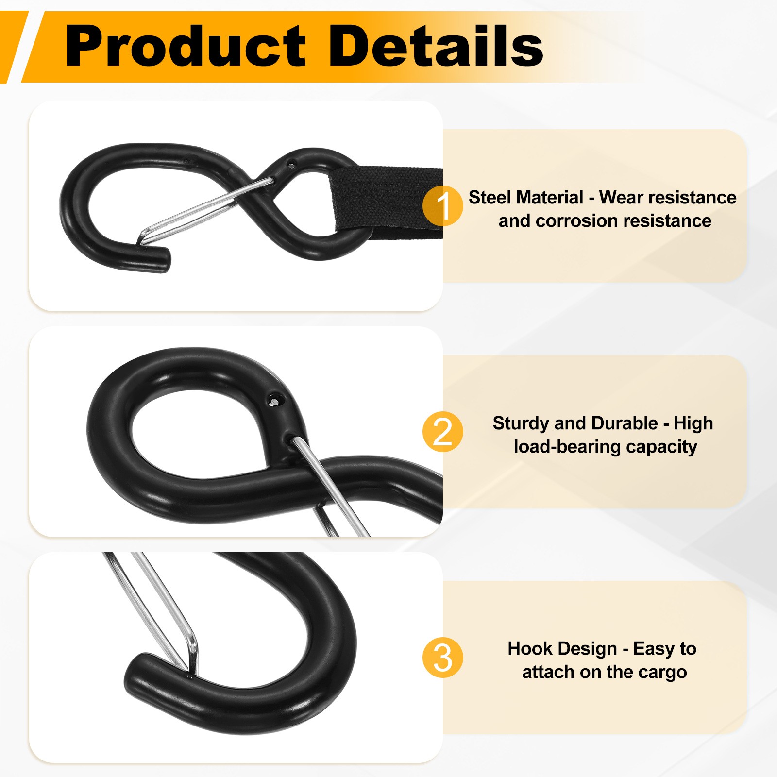 4Pcs Ratchet S Hook 8.3mm Dia Load 3307 lbs for 1.2″ Tie Down Strap Wedding