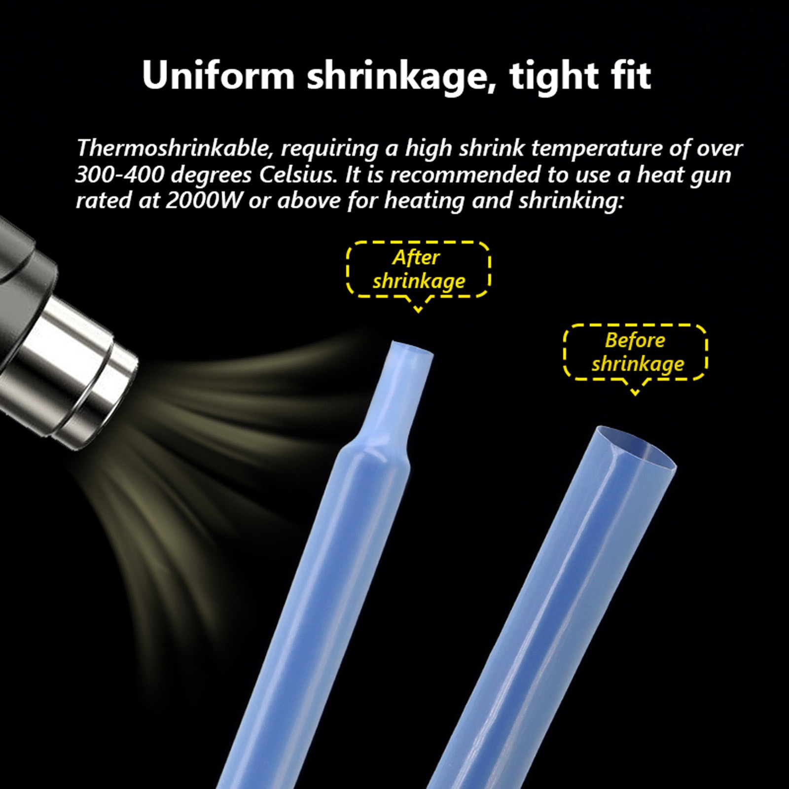Clear 4:1 PTFE Heat Shrink Tubing 260°C HIGH TEMP Tube Preservative Sleeving