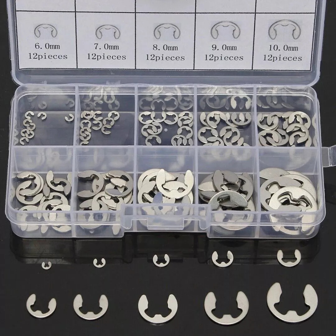 120x E Clips C Circlip Retaining Ring Stainless Steel Assorted 1.5mm to 10mm Kit