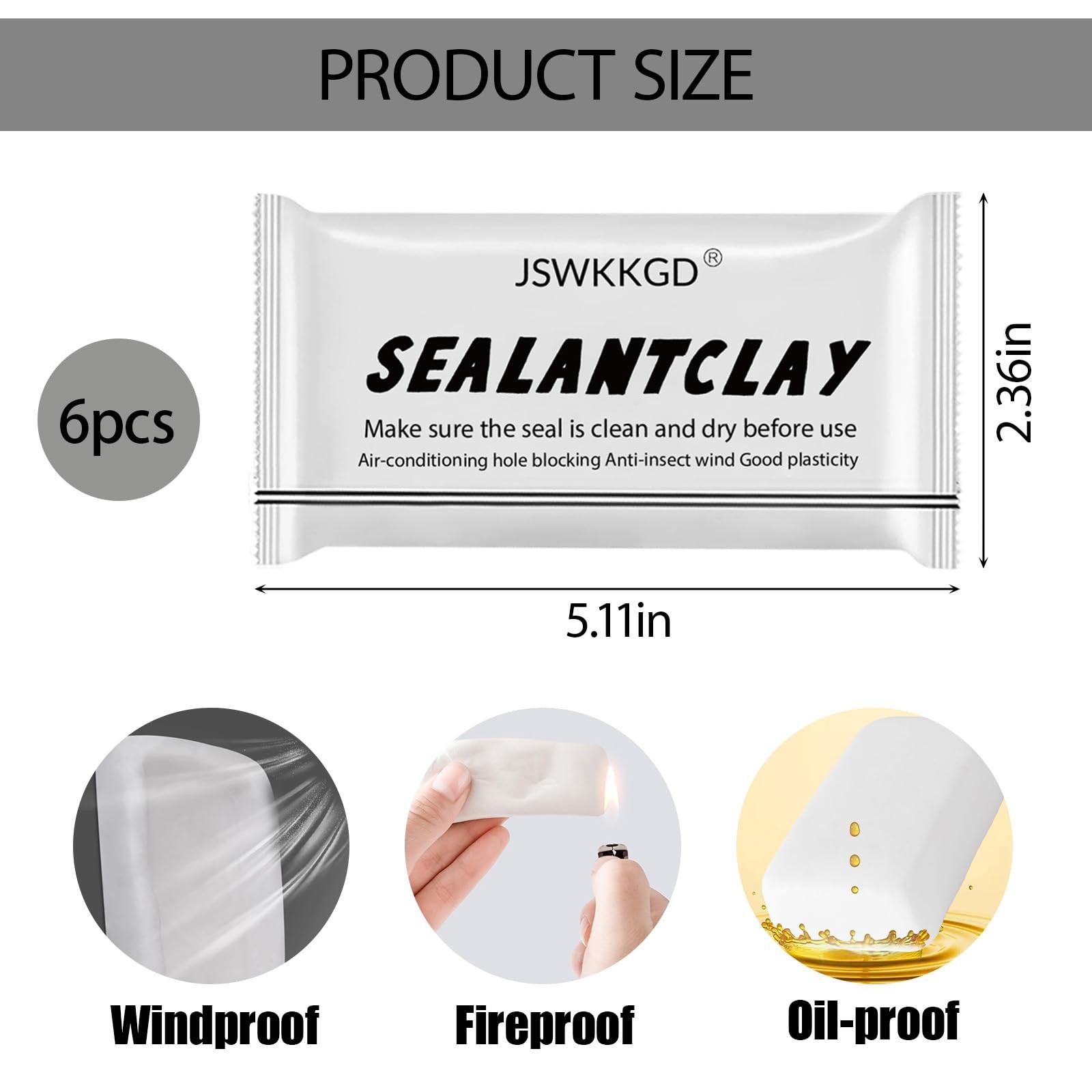 6 Pack Moldable Sealant Clay, White Fast Drying Sealant Mastic, Repair Sealing P