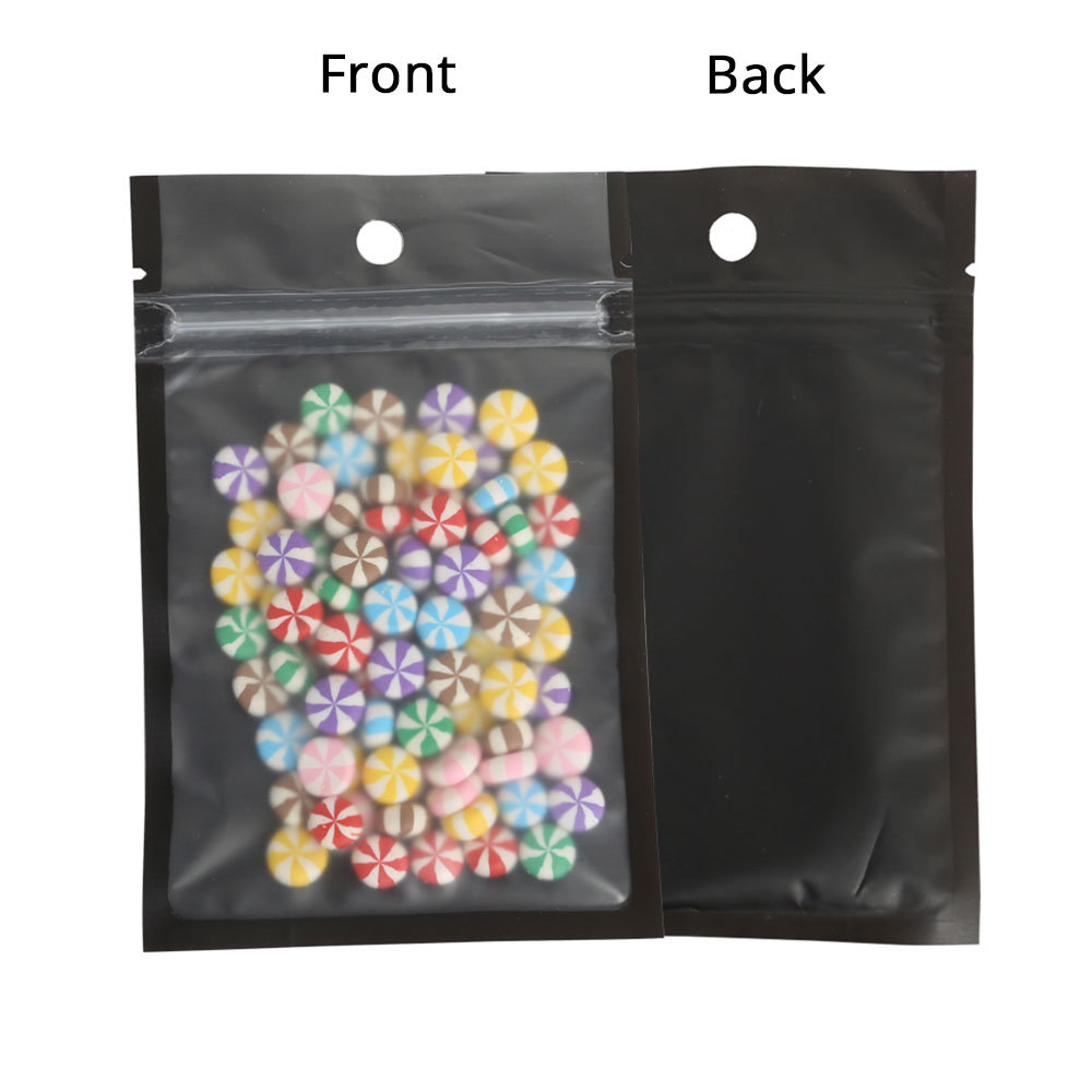 Multi-Sizes Matte Clear Black White Mylar Zip Lock Pouch Bag w/ Round Holes B01