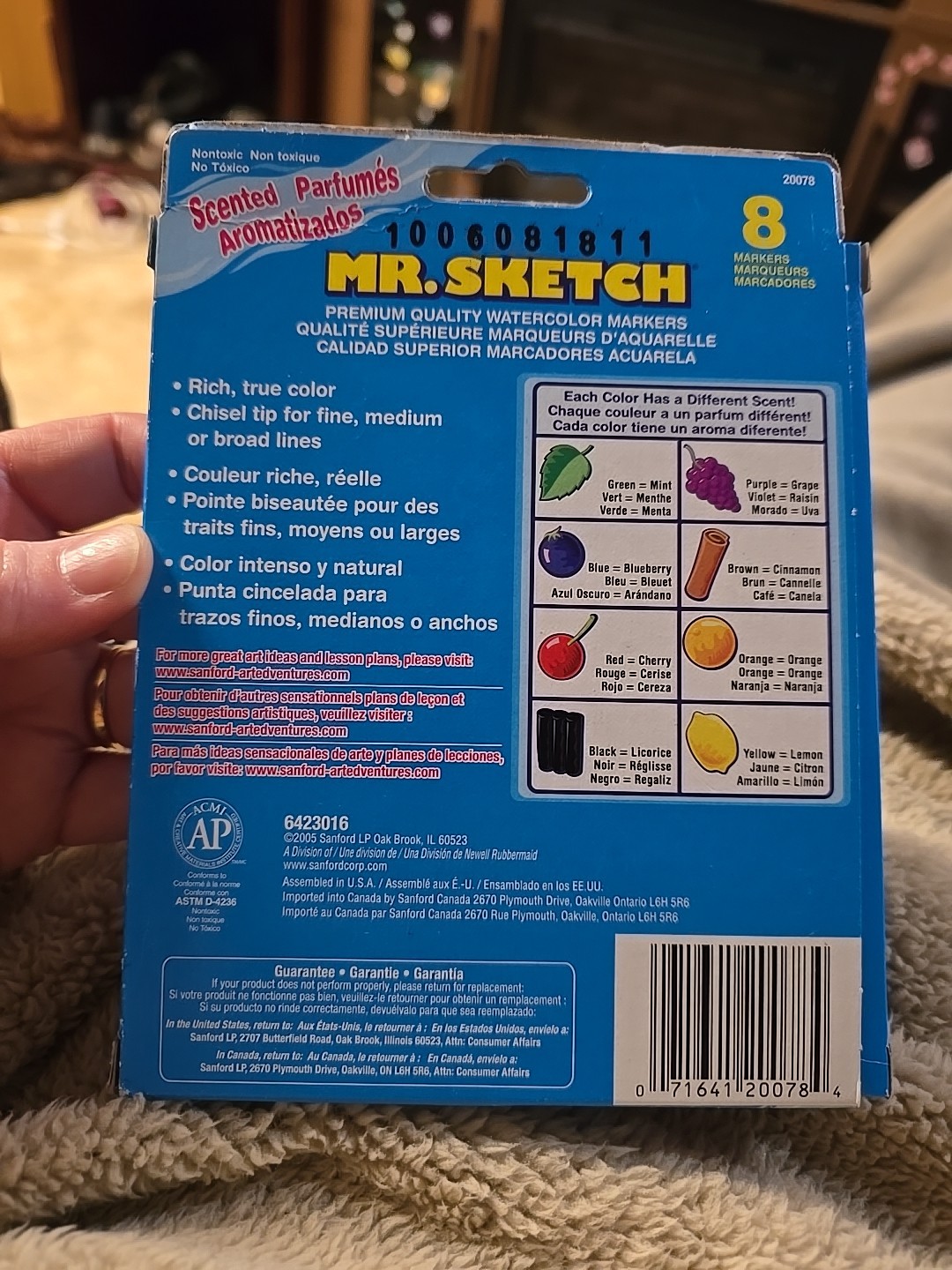 Mr. Sketch 8 Markers Nontoxic Scented NOS 2005 Chiseled 20078 Watercolor Asst.
