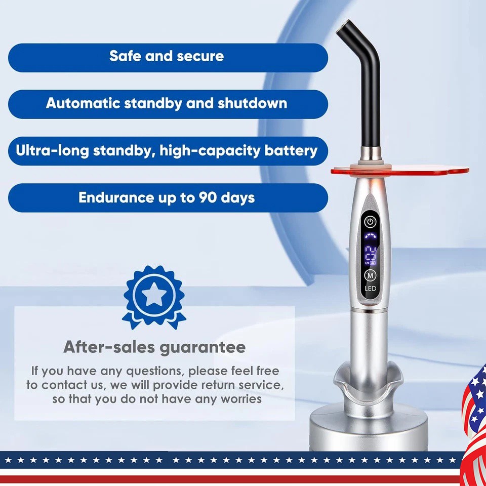 Dental LED Cure Curing Light Lamp 2000mw 5W Tool Resin Cure Cordless Wireless