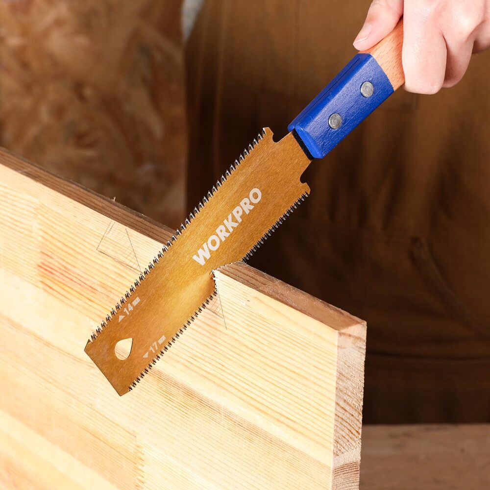 WORKPRO 6″ Japanese Pull Saw Double-Edged Hand Saw 14&17 TPI SK5 Flexible Blades