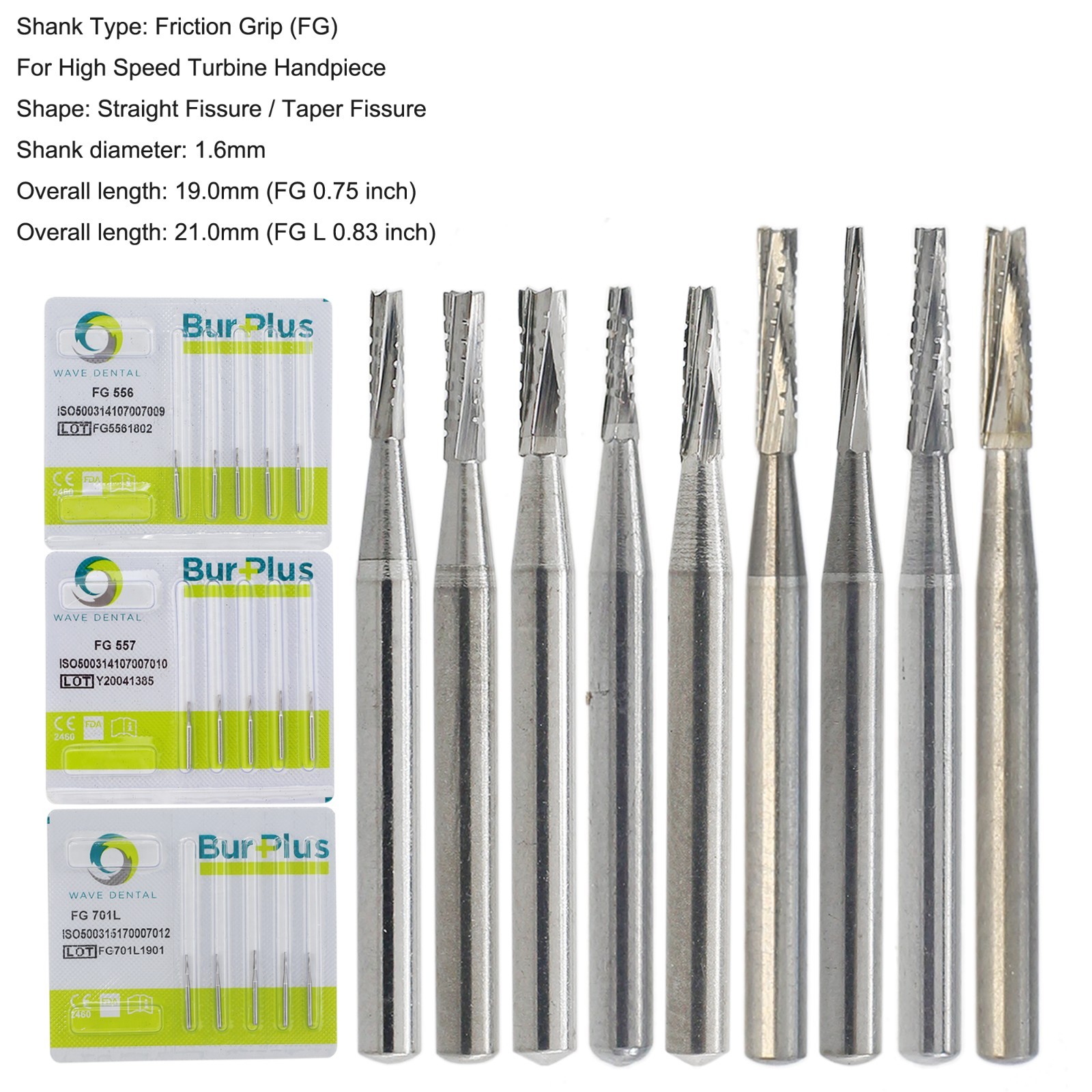 Wave Dental Carbide Burs Round Bur FG 330 1/4 2 6 8 557 High Speed Friction Grip
