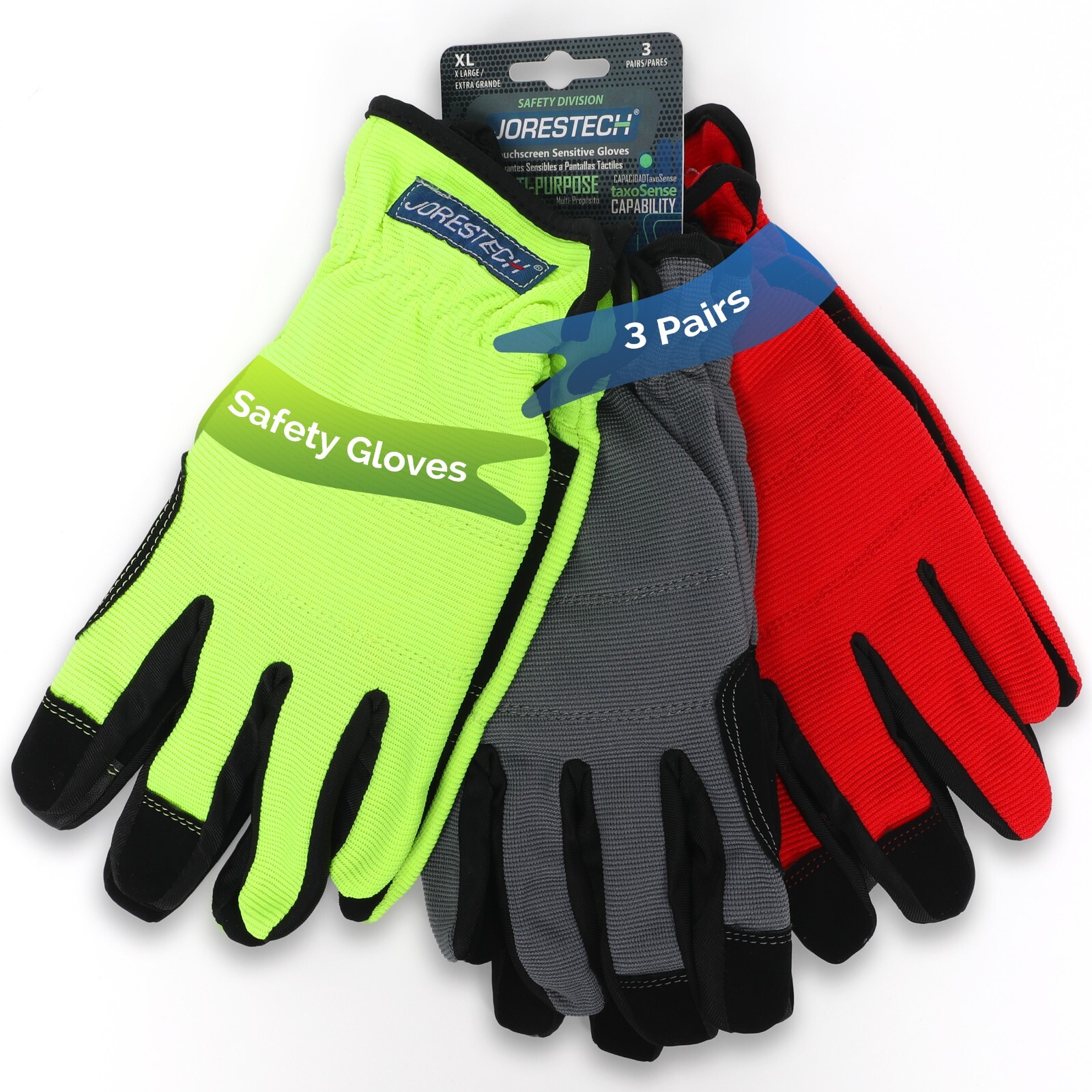 All Purpose Utility Work Gloves High Performance Mechanics Gloves, 3 Pair NEW