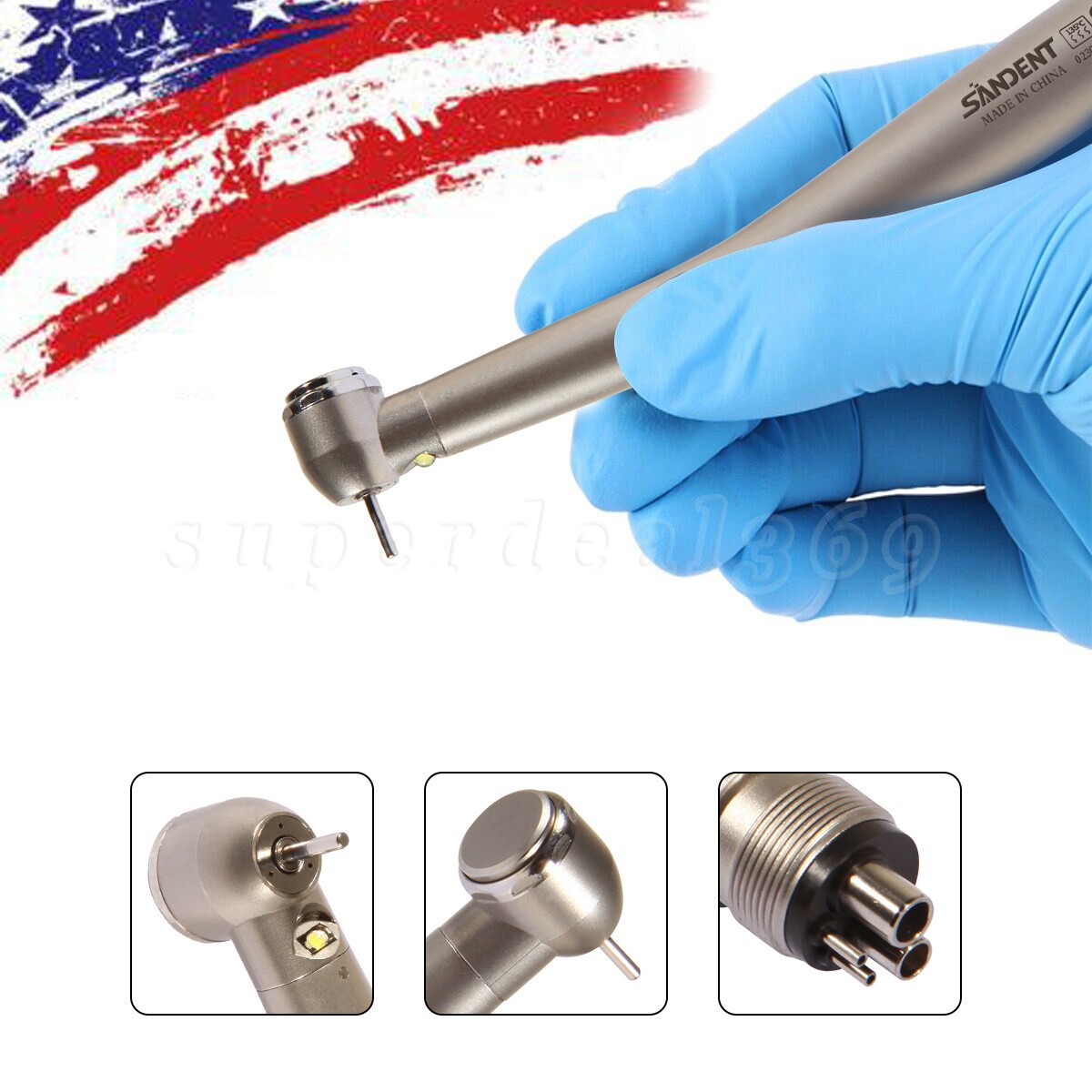 NSK Style Dental Fiber Optic LED E-generator High Speed Handpiece Turbine 4Holes