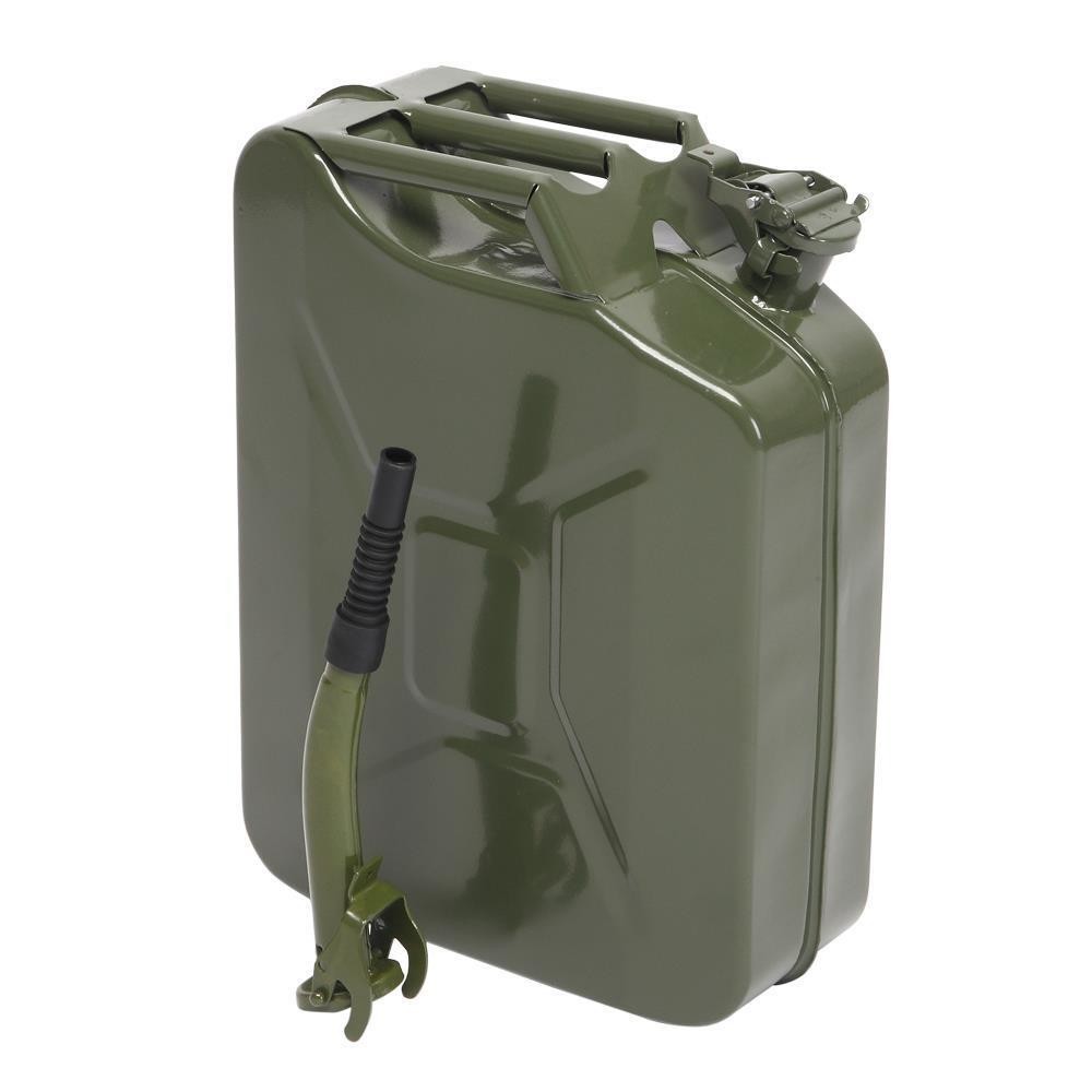 Practical Fuel Can 5 Gal 20 L Green Steel Gasoline Gas Fuel Tank Emergency