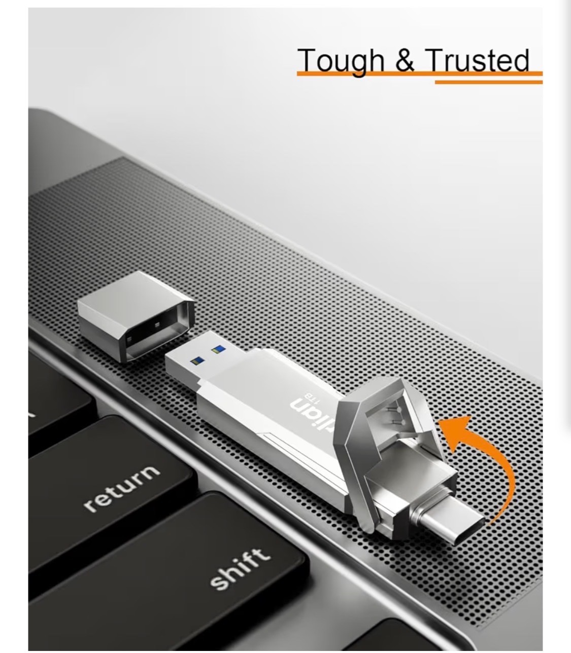 1TB External Portable SSD USB Solid State Drive Up to 1000MB/s USB 3.2 Gen 2 Dua