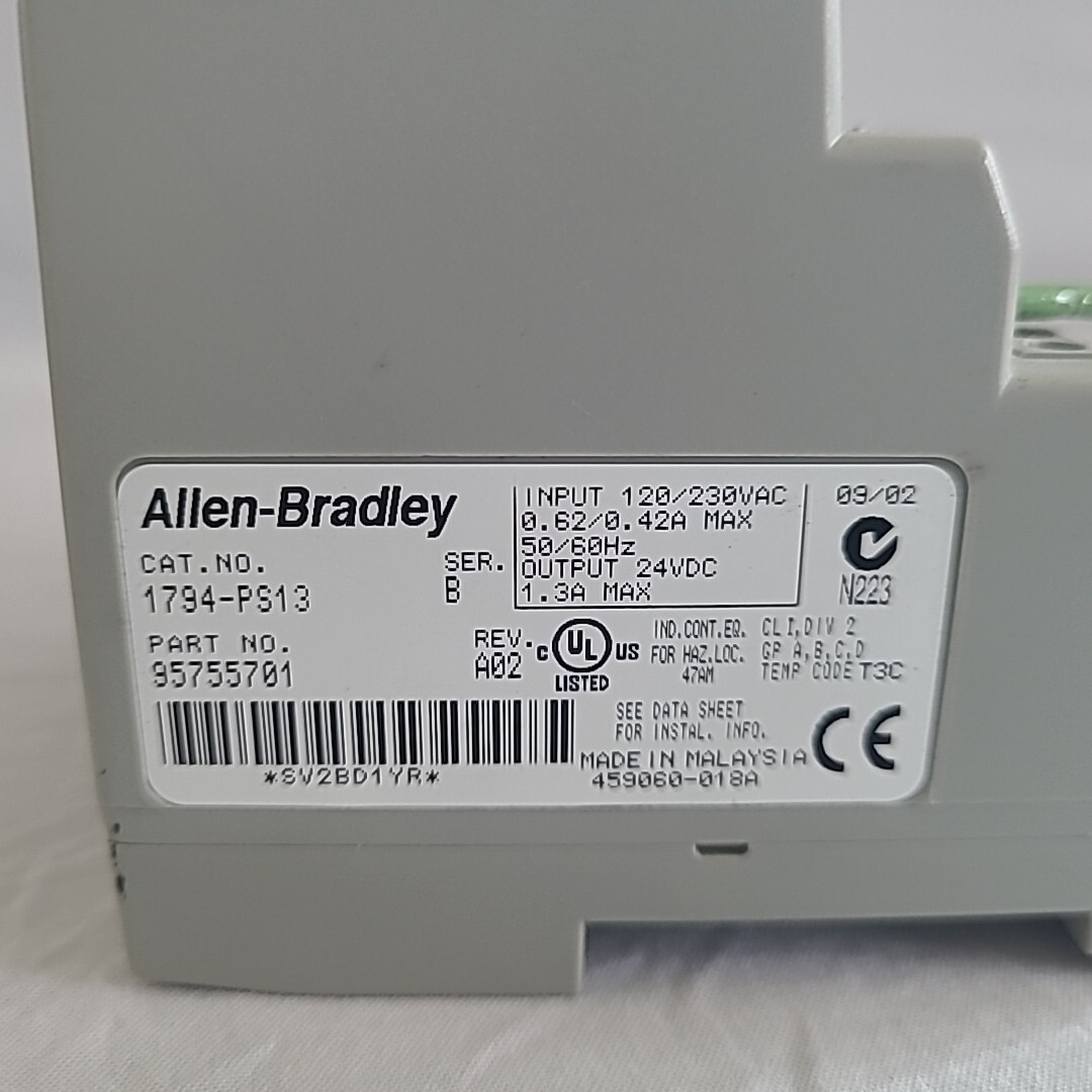 ALLEN BRADLEY 1794-PS13 SERIES B 24VDC POWER SUPPLY. Made In Malaysia. Pre-Owned