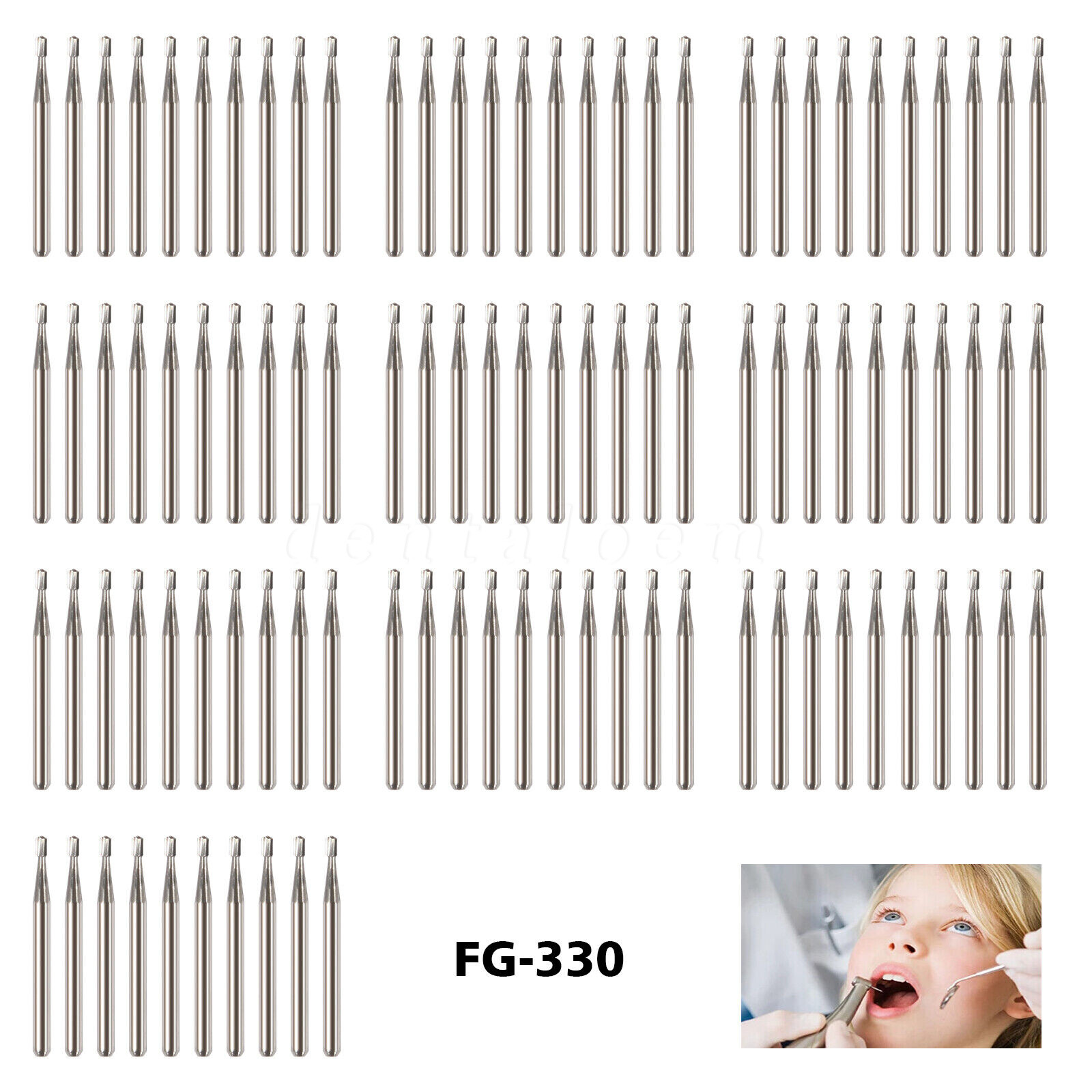 100 New Dental Carbide Burs Bur FG # 330 Pear for High Speed Handpiece