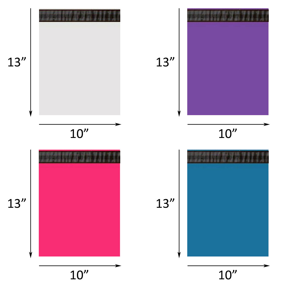 100PCS Poly Mailer Muti-color 10×13″ Self-adhesive Plastic Shipping Mailing Bags